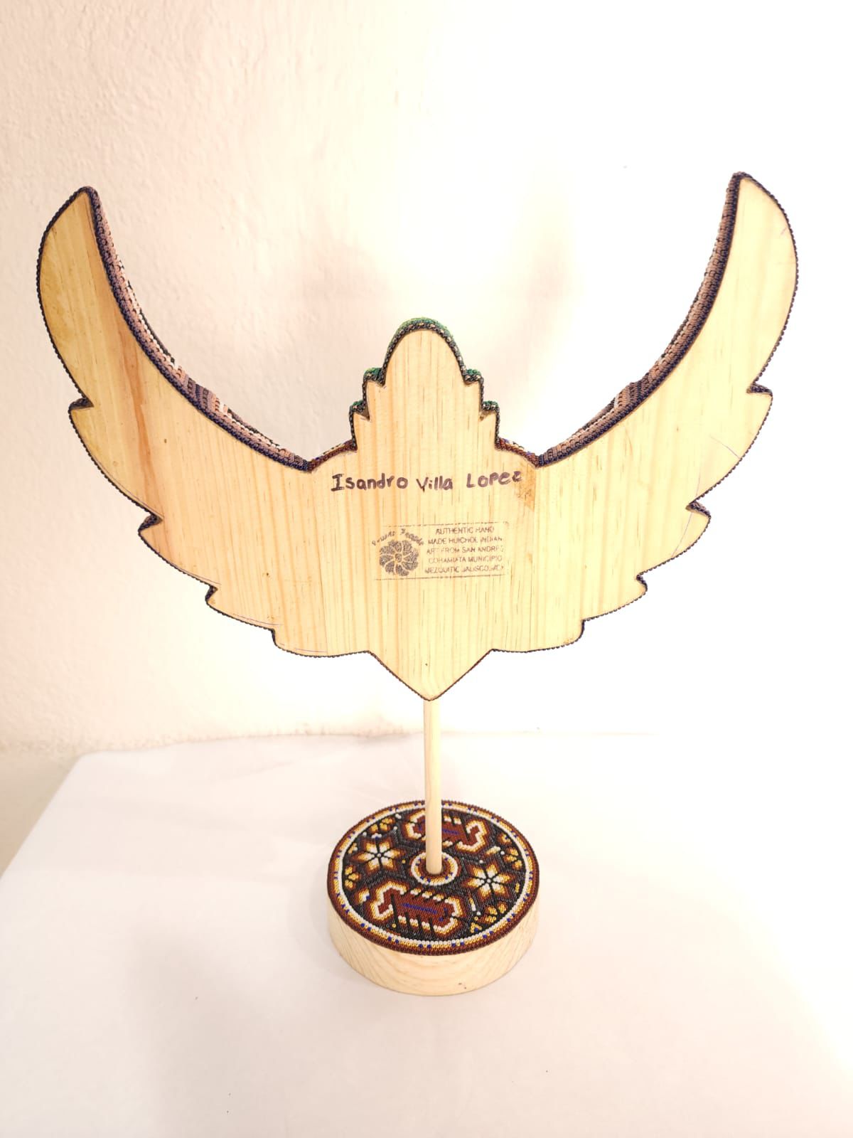 Mexican Huichol Hand Beaded Heart with Base By Isandro Villa Lopez PP8405