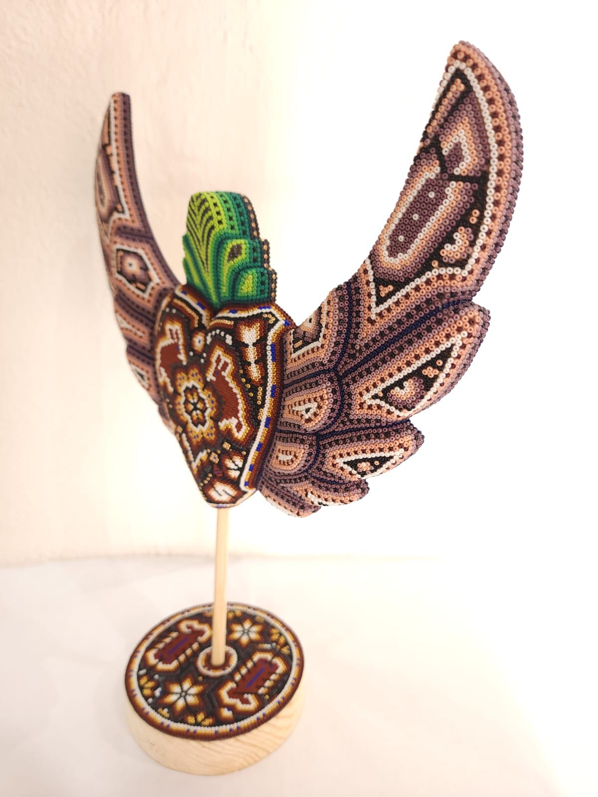 Mexican Huichol Hand Beaded Heart with Base By Isandro Villa Lopez PP8405