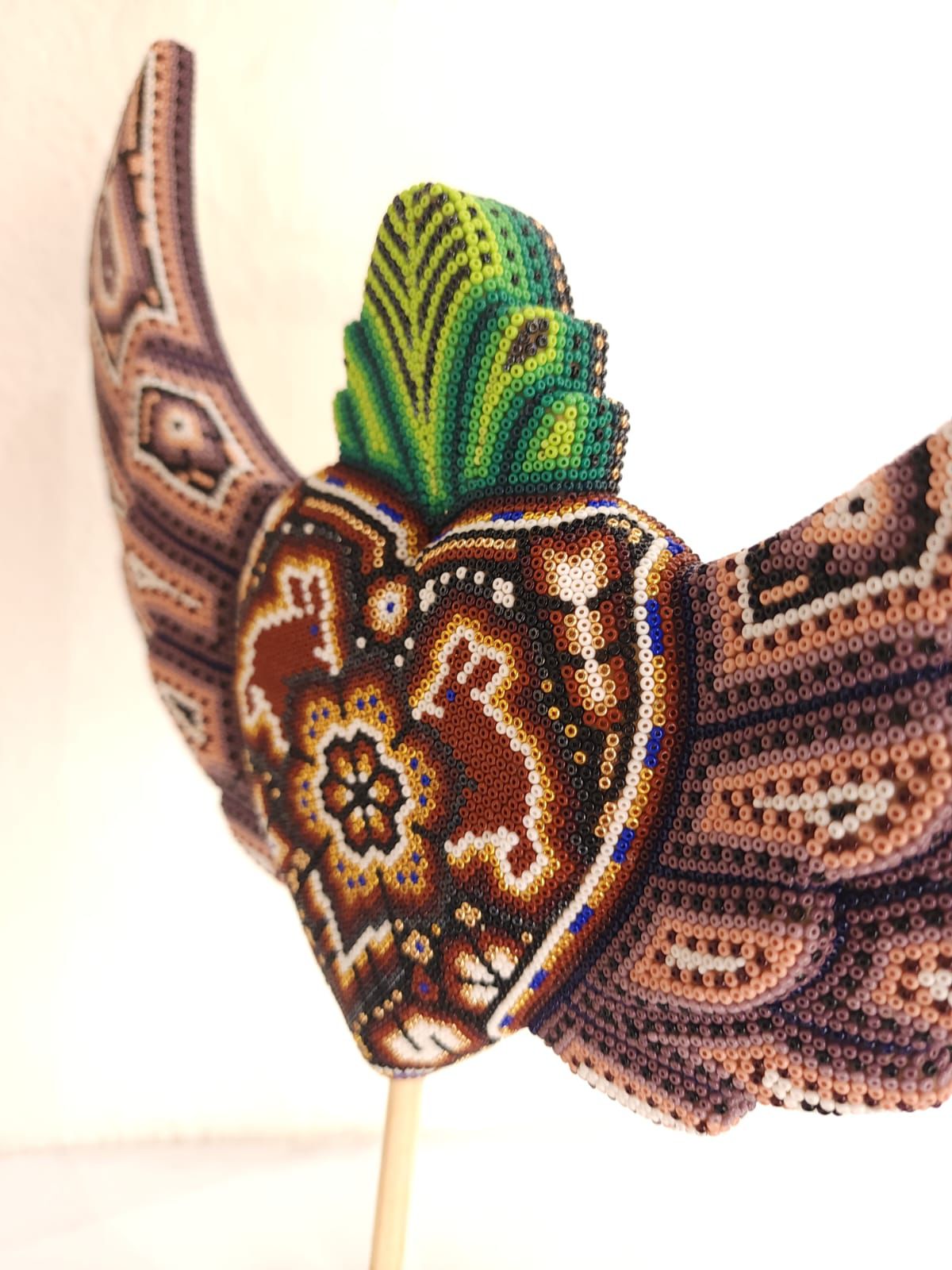Mexican Huichol Hand Beaded Heart with Base By Isandro Villa Lopez PP8405