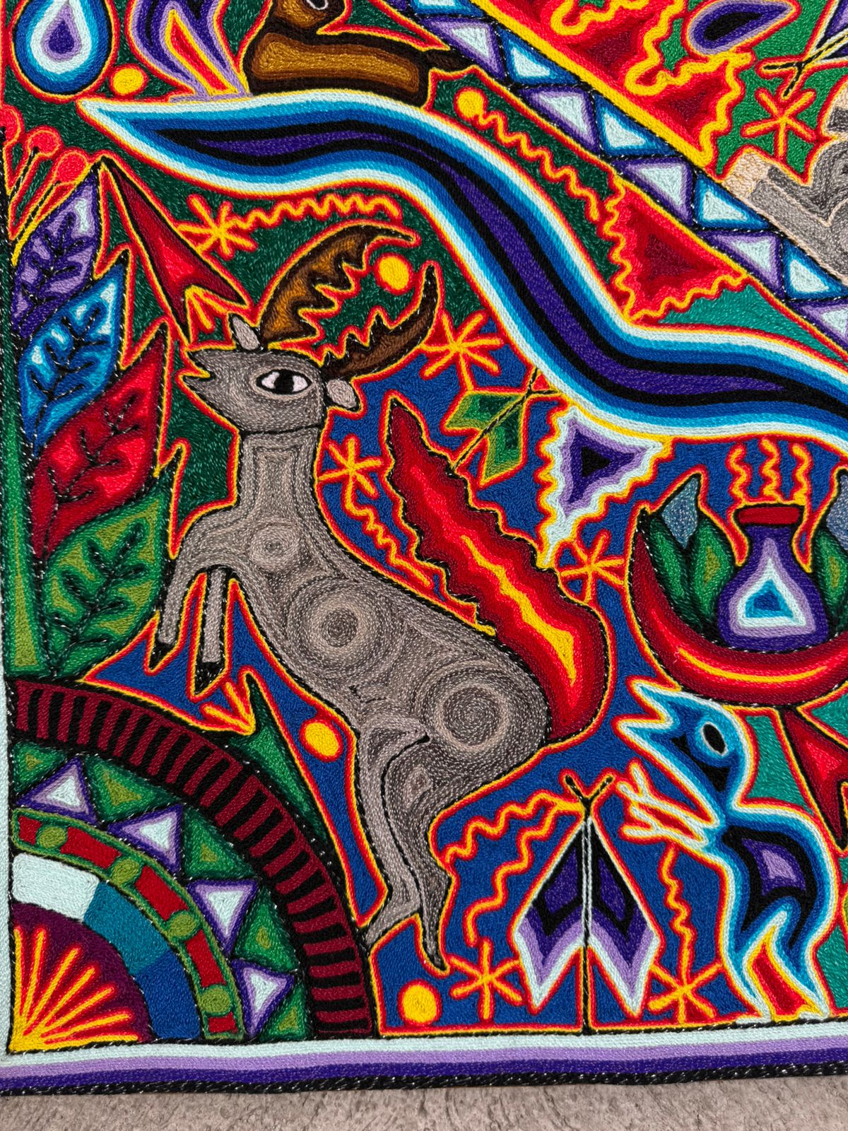 Tepehuano Yarn Painting Mexican Folk Art By Bautista Family PP8409 Oaxaca