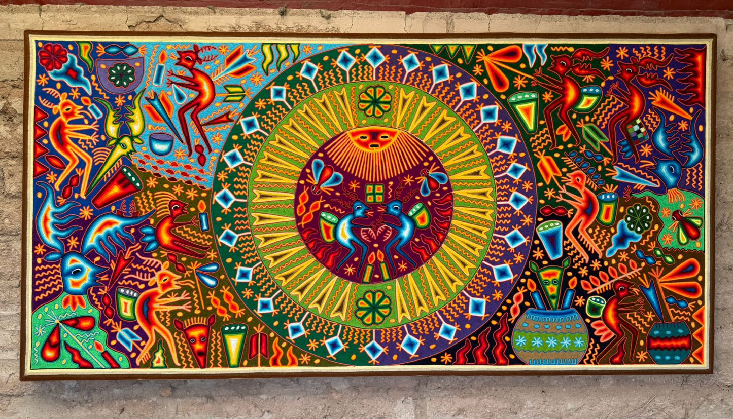 Huichol Indian Yarn Painting By Lourdes Diaz Benitez PP8411 Oaxaca