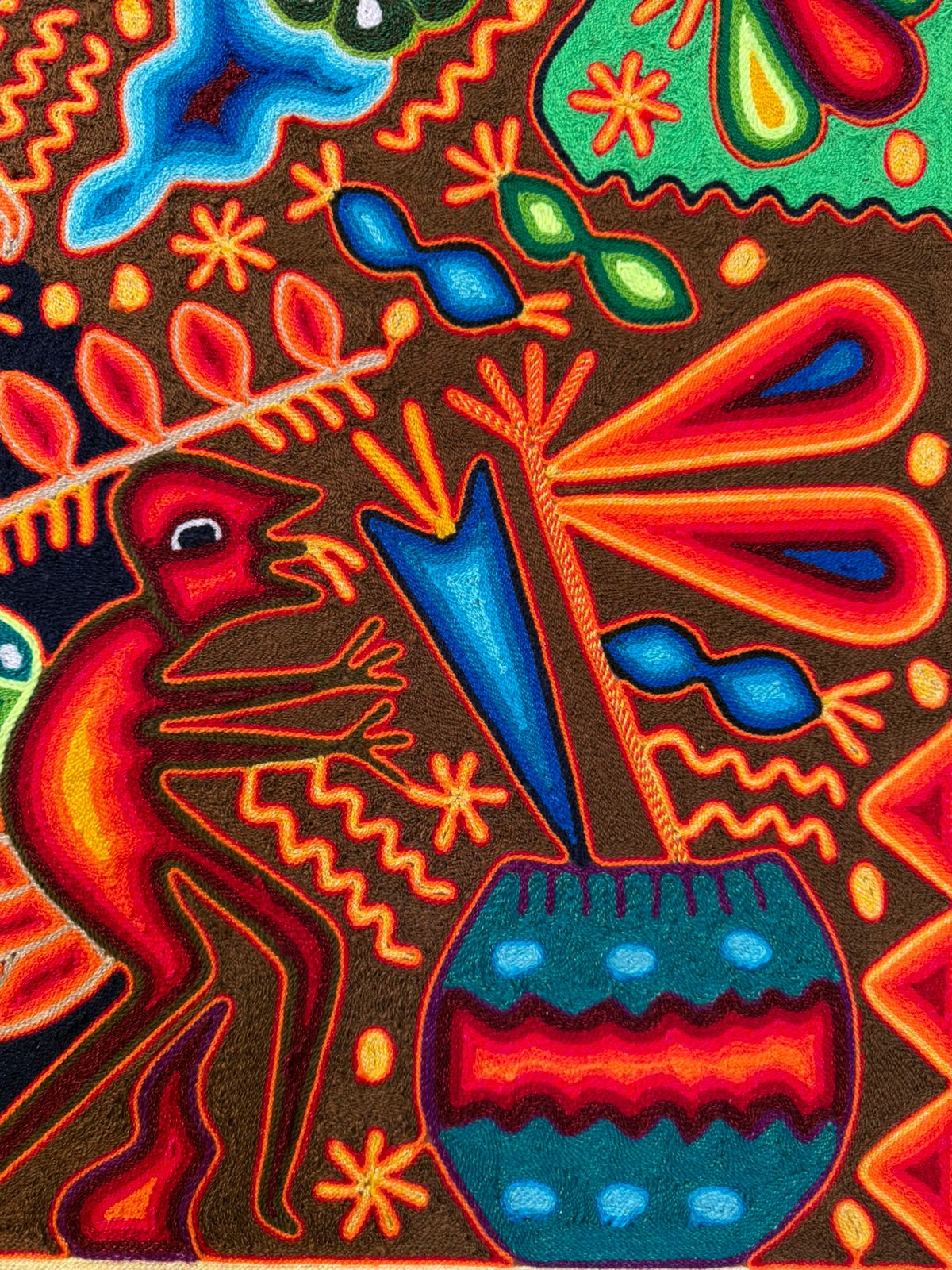 Huichol Indian Yarn Painting By Lourdes Diaz Benitez PP8411 Oaxaca