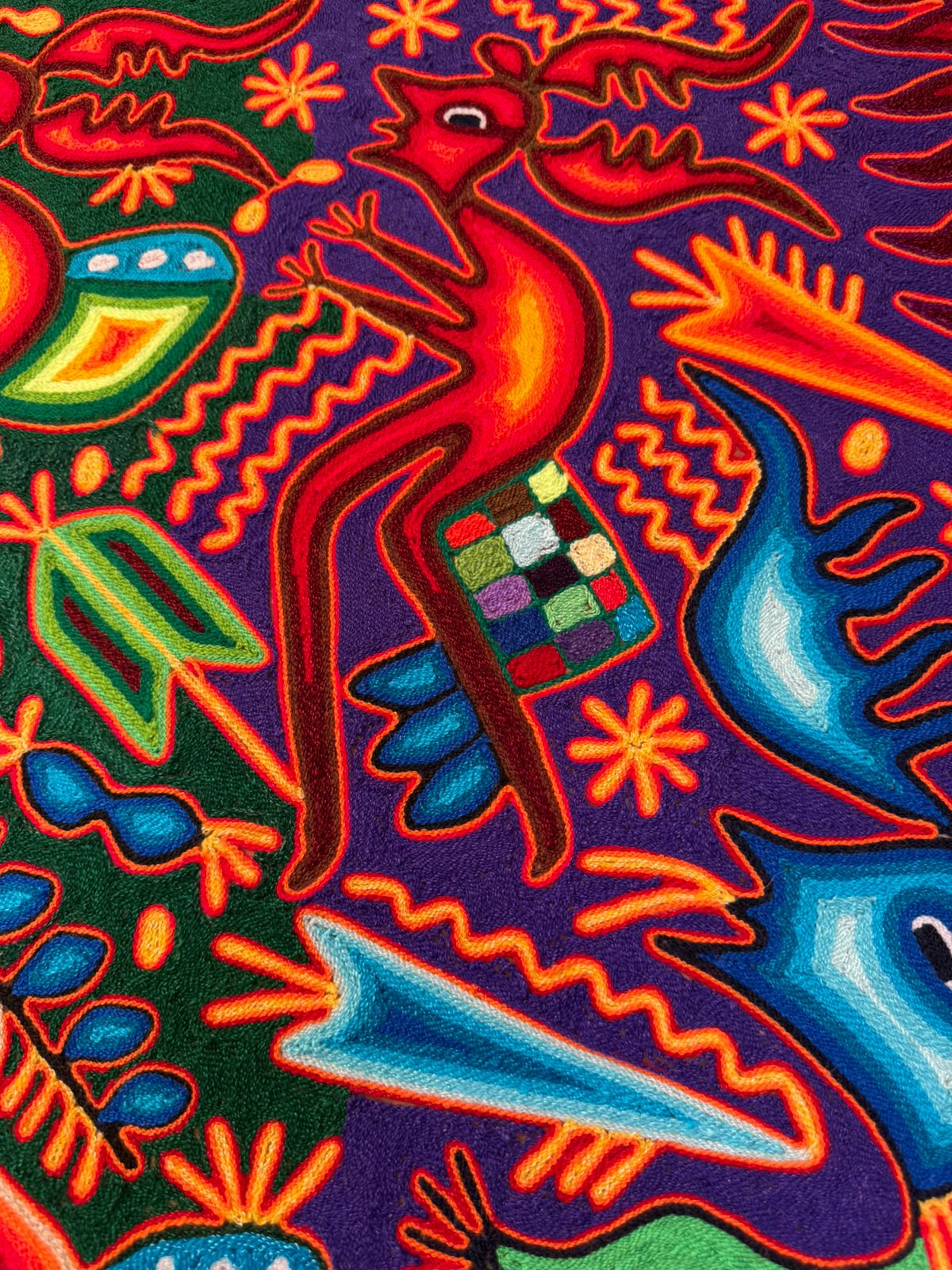 Huichol Indian Yarn Painting By Lourdes Diaz Benitez PP8411 Oaxaca