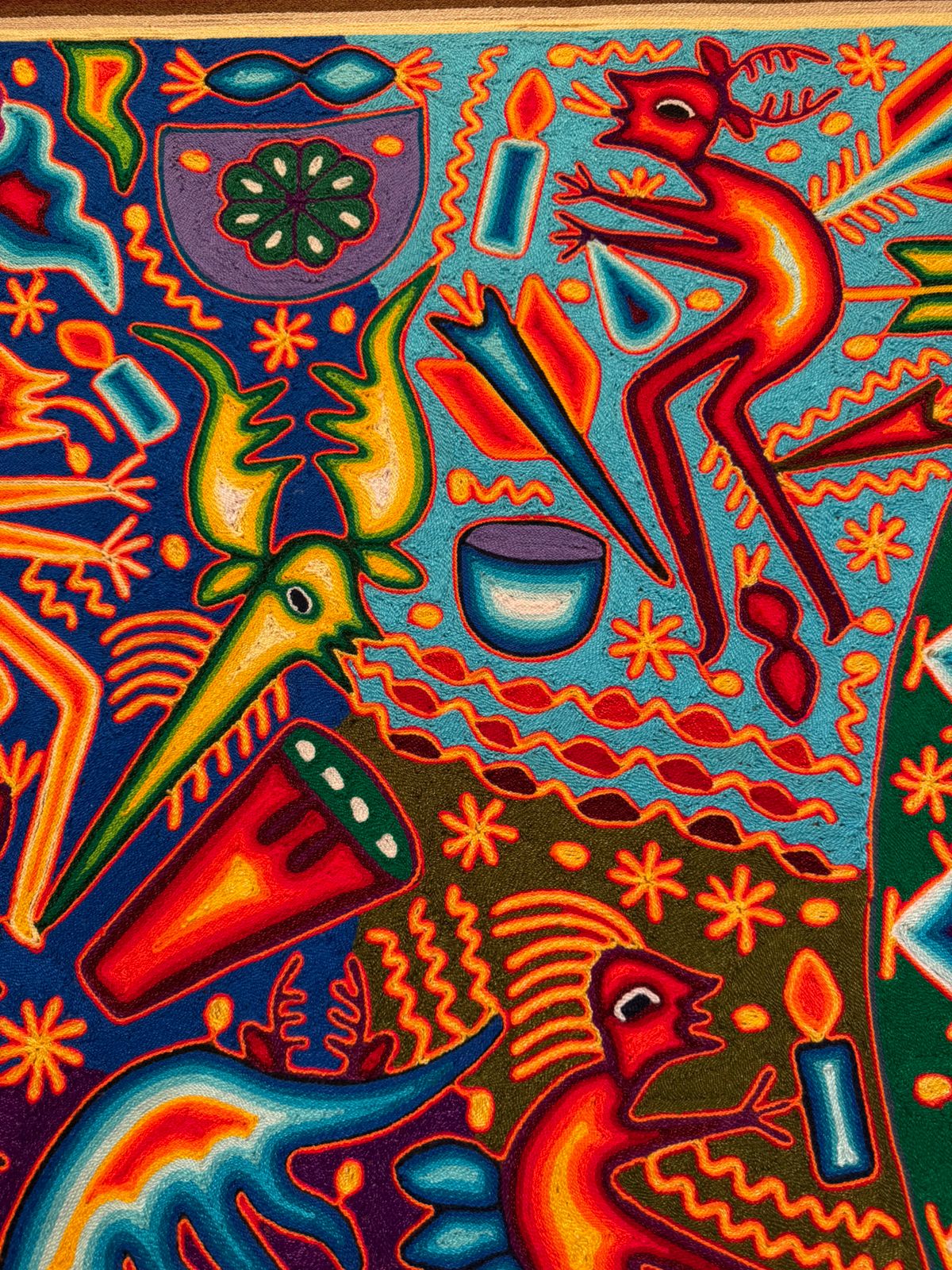 Huichol Indian Yarn Painting By Lourdes Diaz Benitez PP8411 Oaxaca
