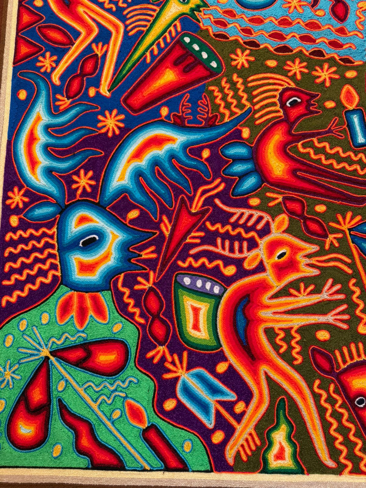 Huichol Indian Yarn Painting By Lourdes Diaz Benitez PP8411 Oaxaca