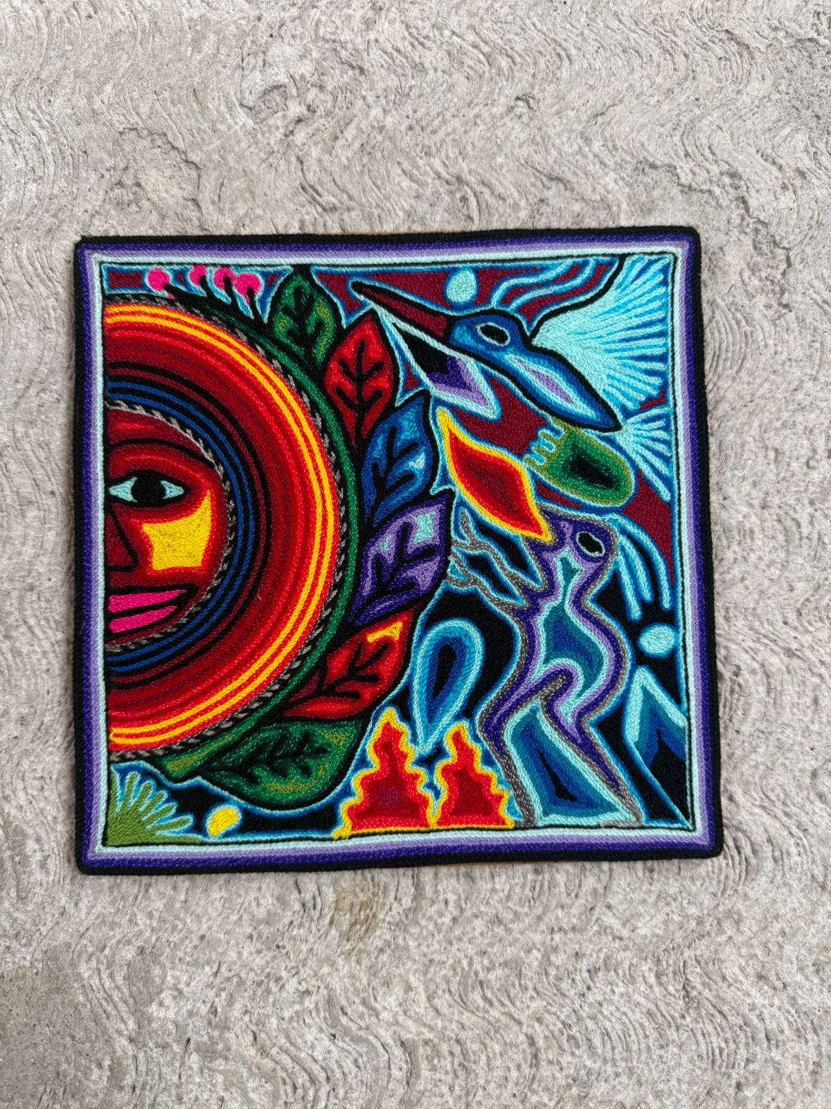 Tepehuano Yarn Painting Mexican Folk Art By Bautista Family PP8415