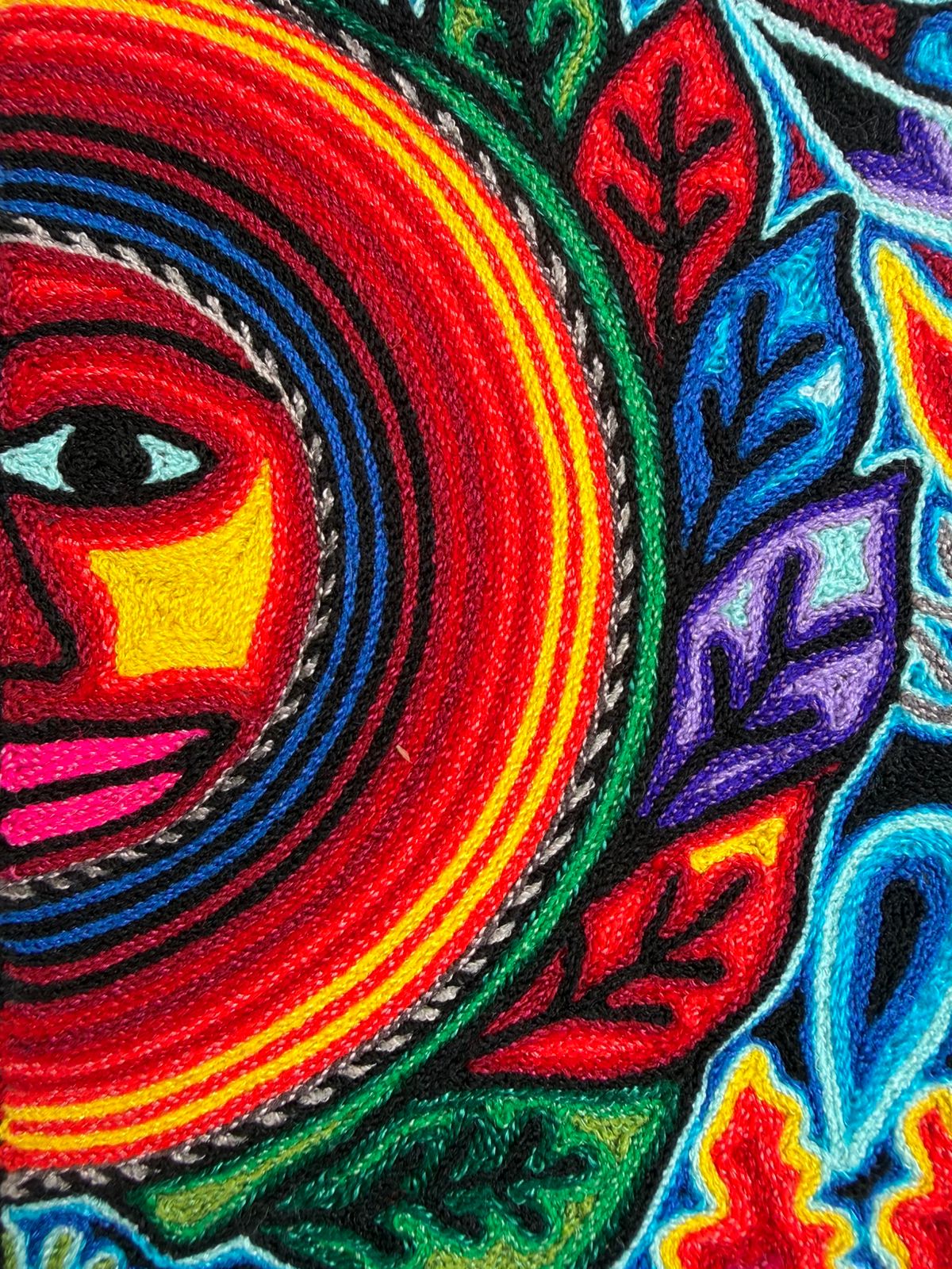 Tepehuano Yarn Painting Mexican Folk Art By Bautista Family PP8415
