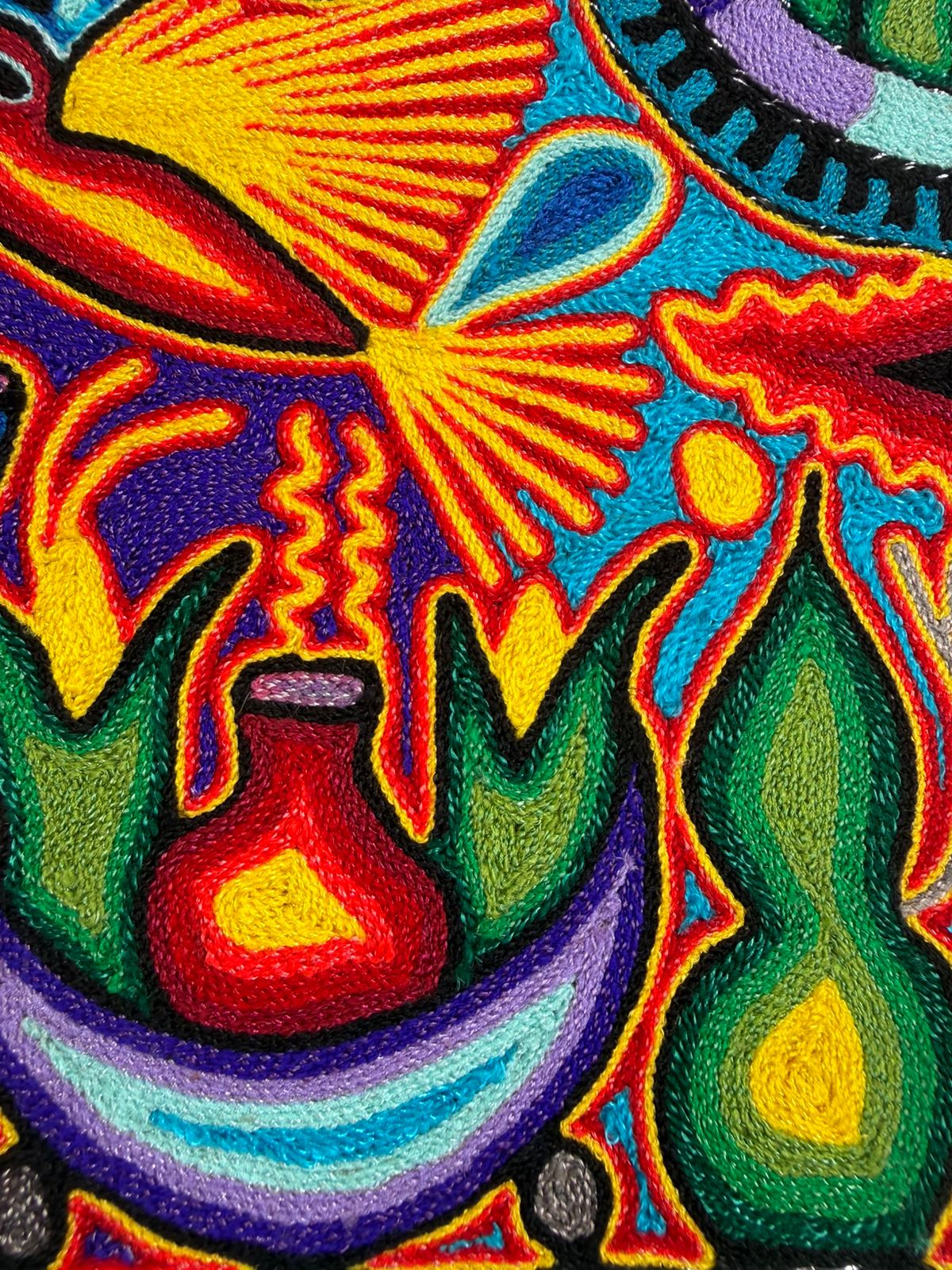 Tepehuano Yarn Painting Mexican Folk Art By Bautista Family PP8418