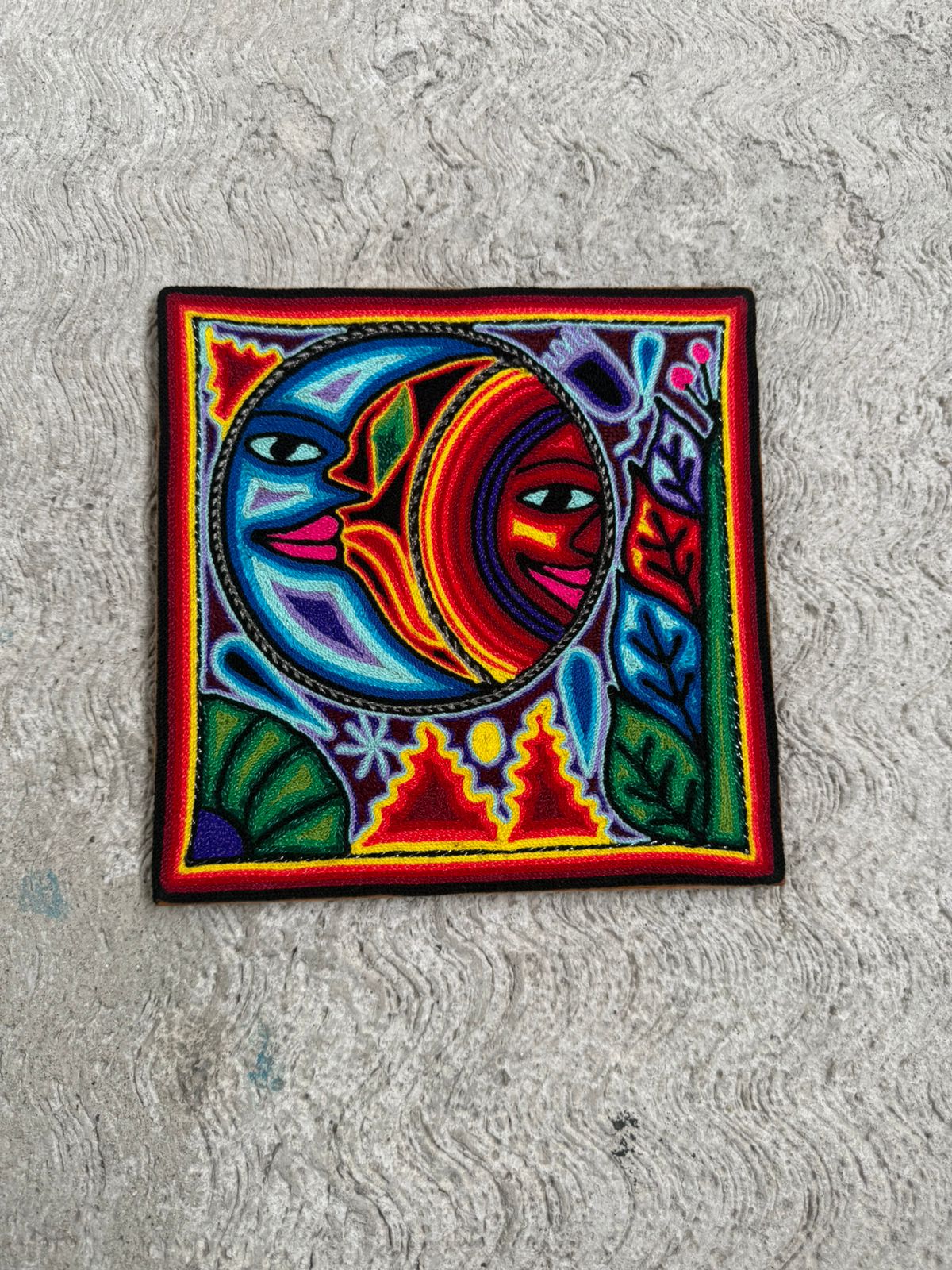 Tepehuano Yarn Painting Mexican Folk Art By Bautista Family PP8419