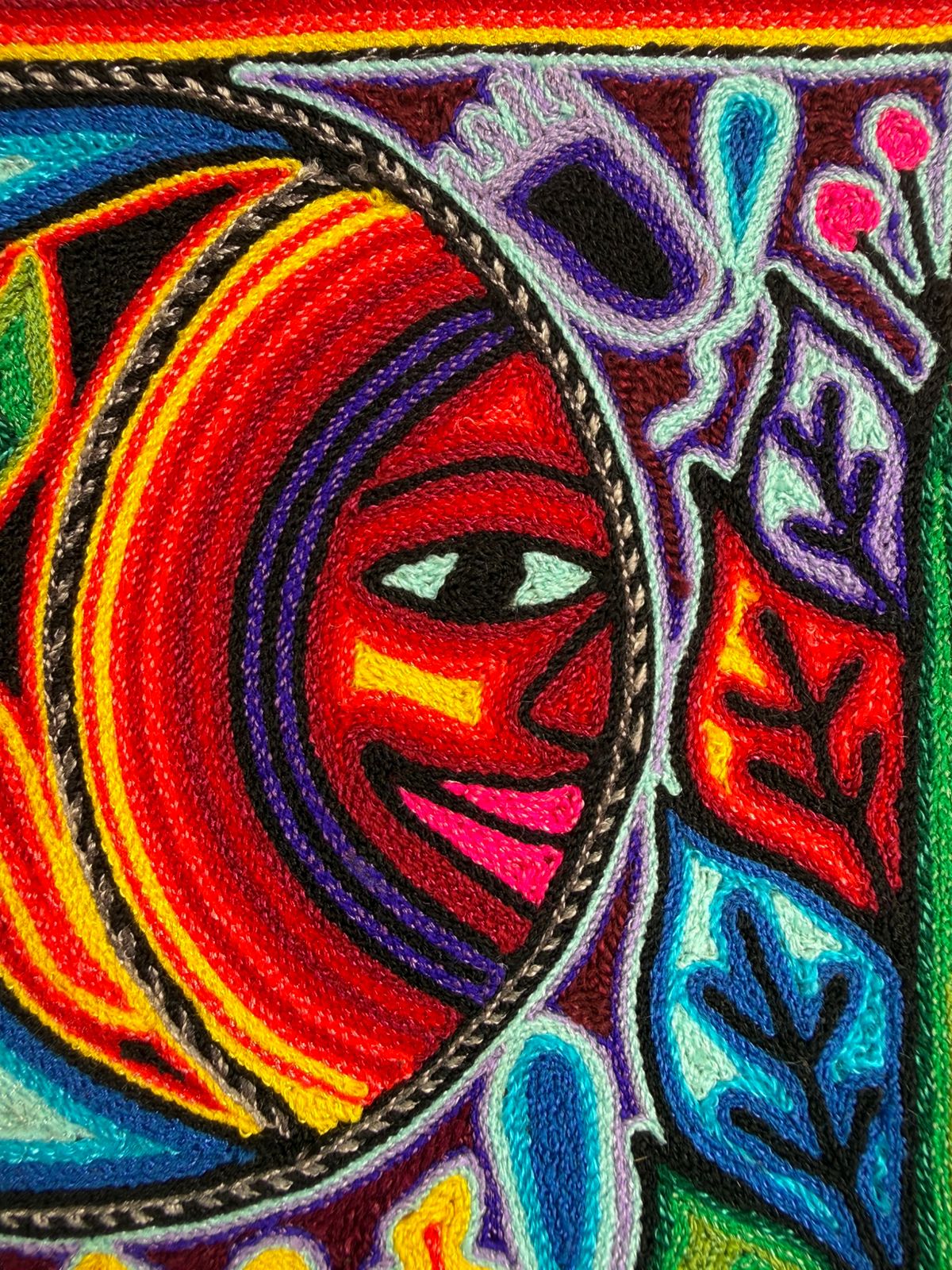 Tepehuano Yarn Painting Mexican Folk Art By Bautista Family PP8419