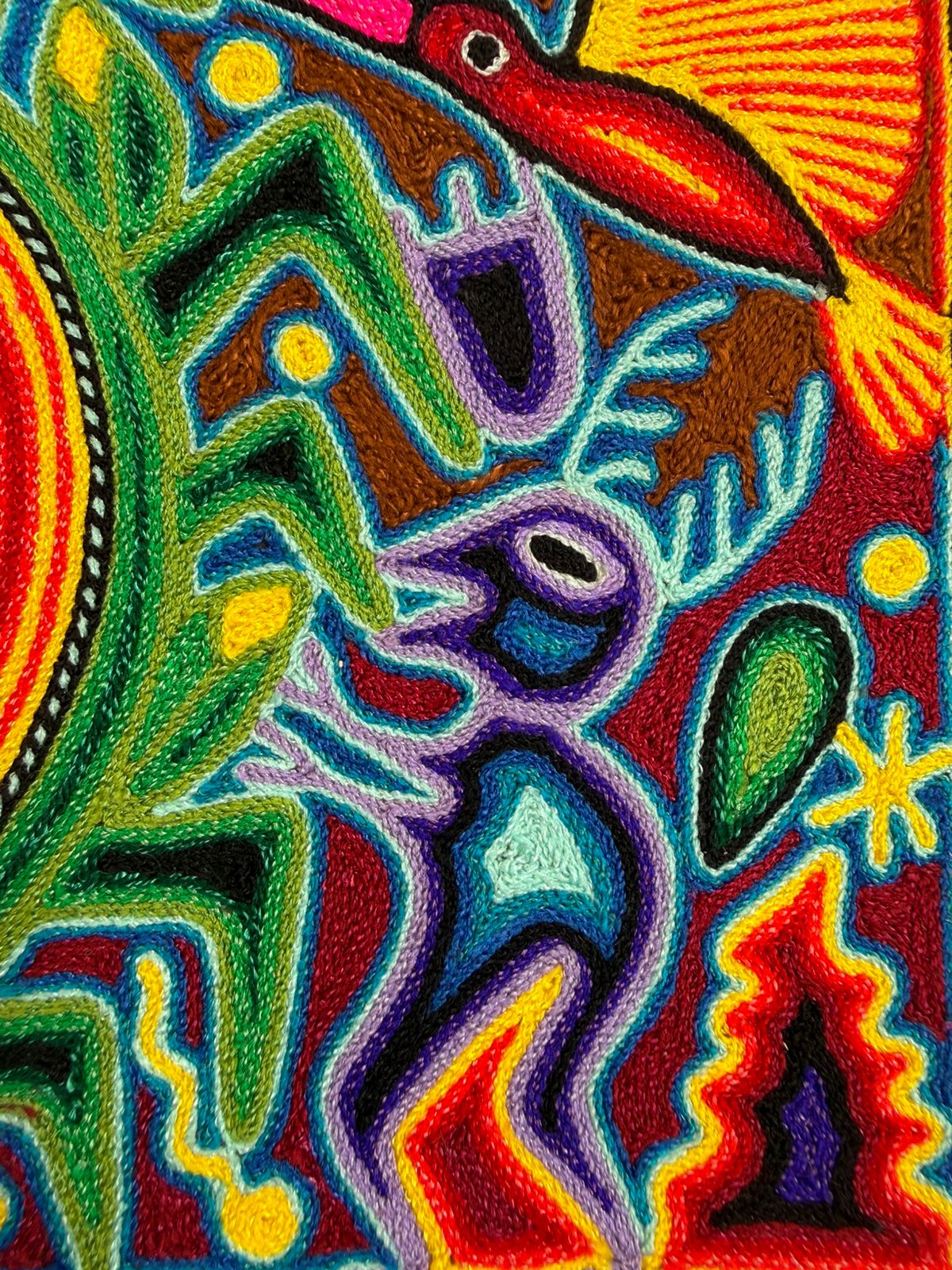 Tepehuano Yarn Painting Mexican Folk Art By Bautista Family PP8420