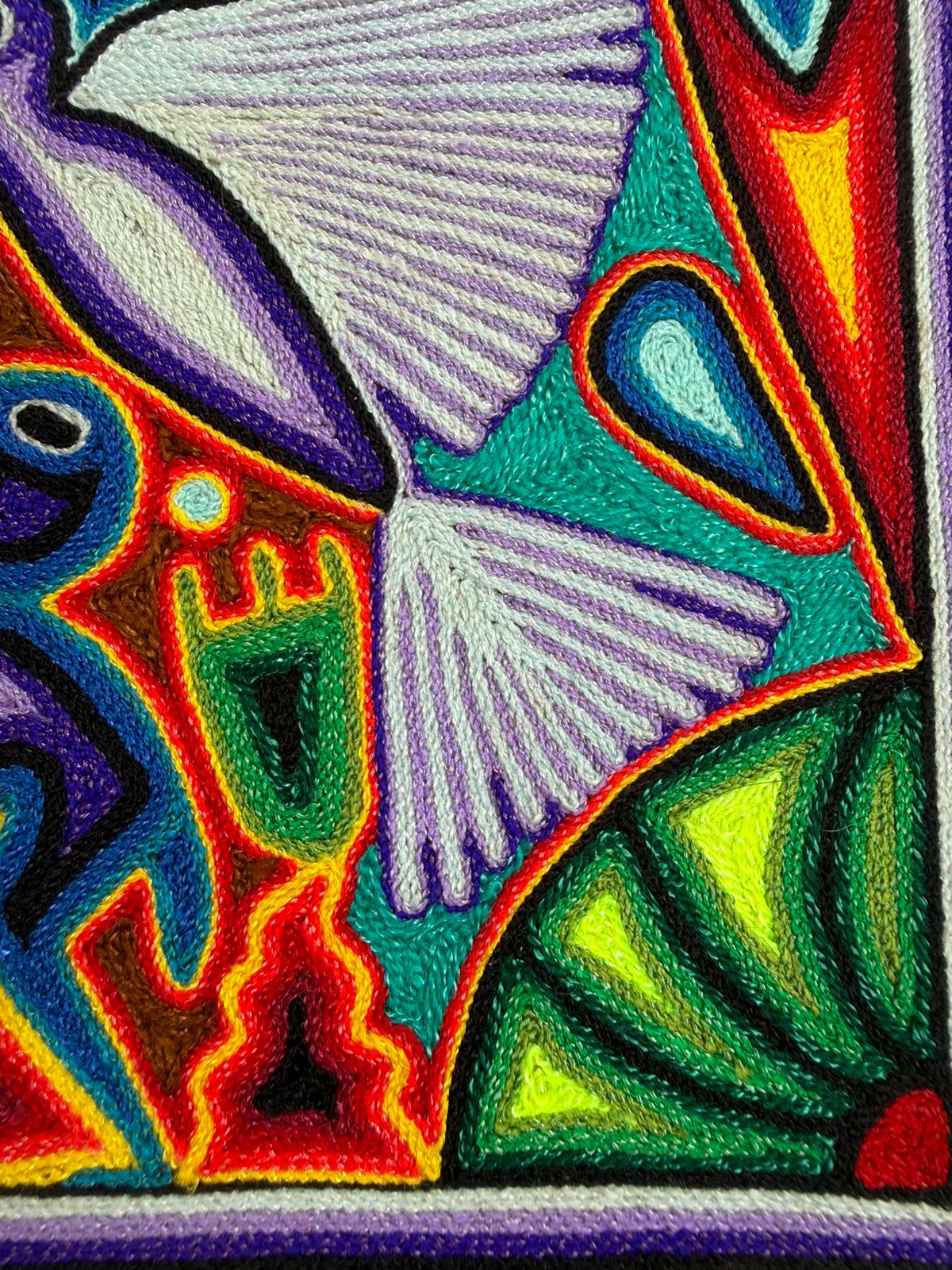 Tepehuano Yarn Painting Mexican Folk Art By Bautista Family PP8422