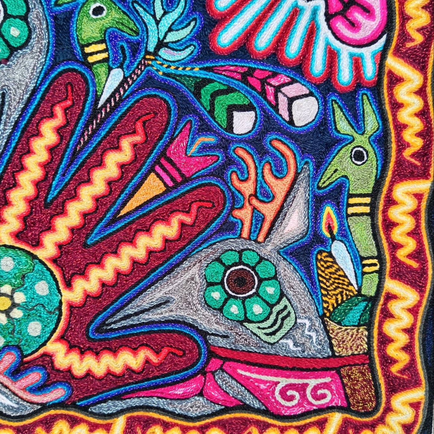 Huichol Indian Yarn Painting By Luis Castro PP8424