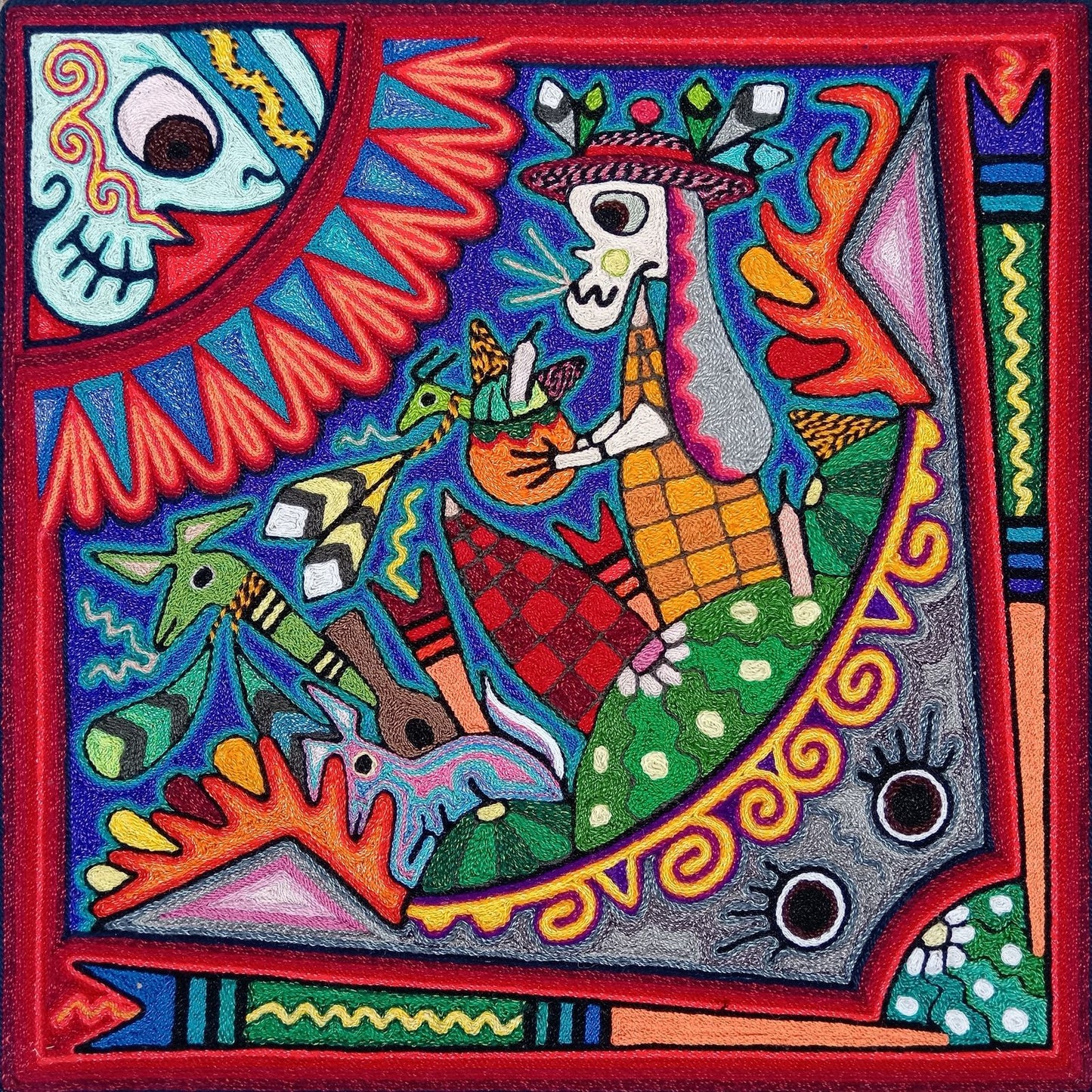 Huichol Indian Yarn Painting By Luis Castro PP8425