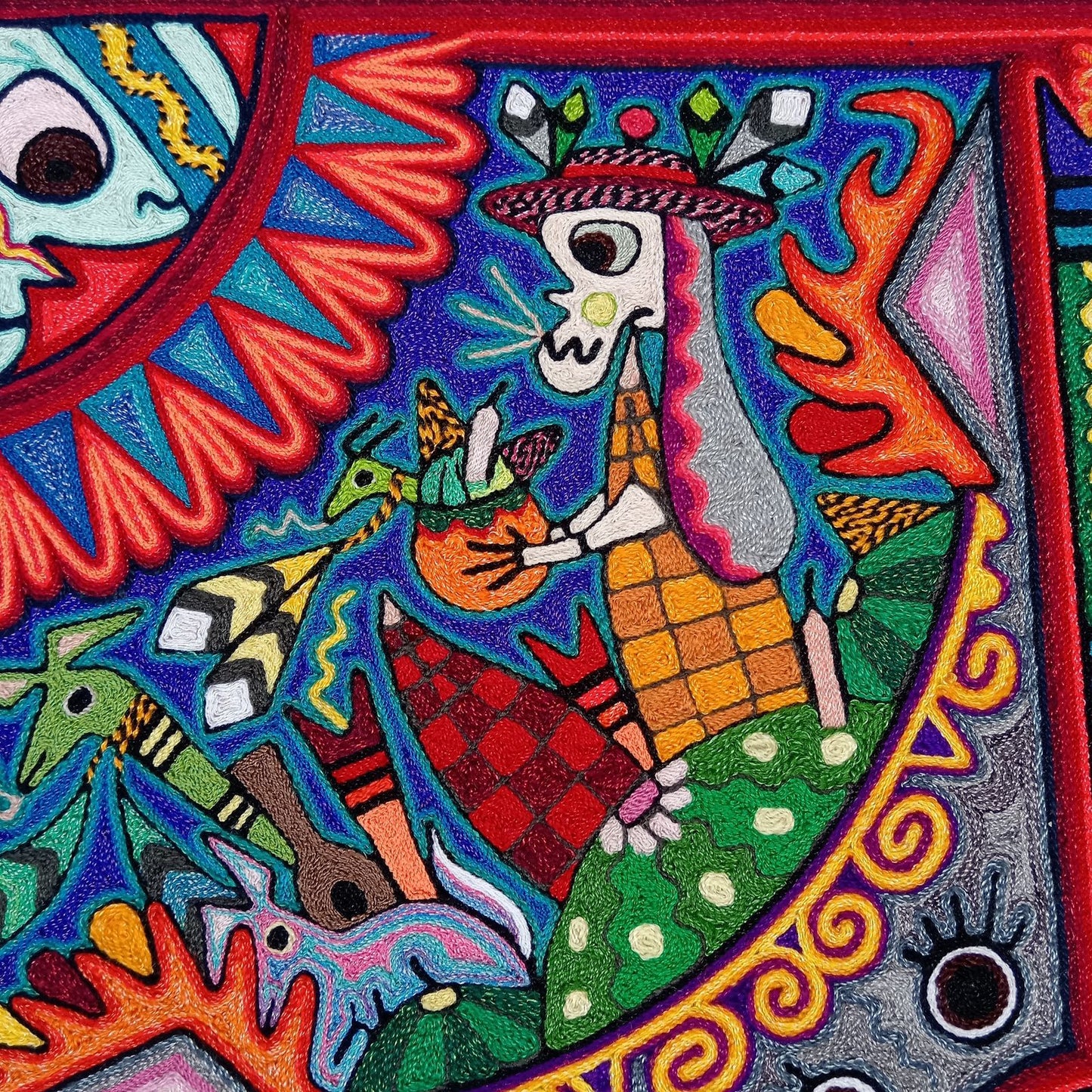 Huichol Indian Yarn Painting By Luis Castro PP8425