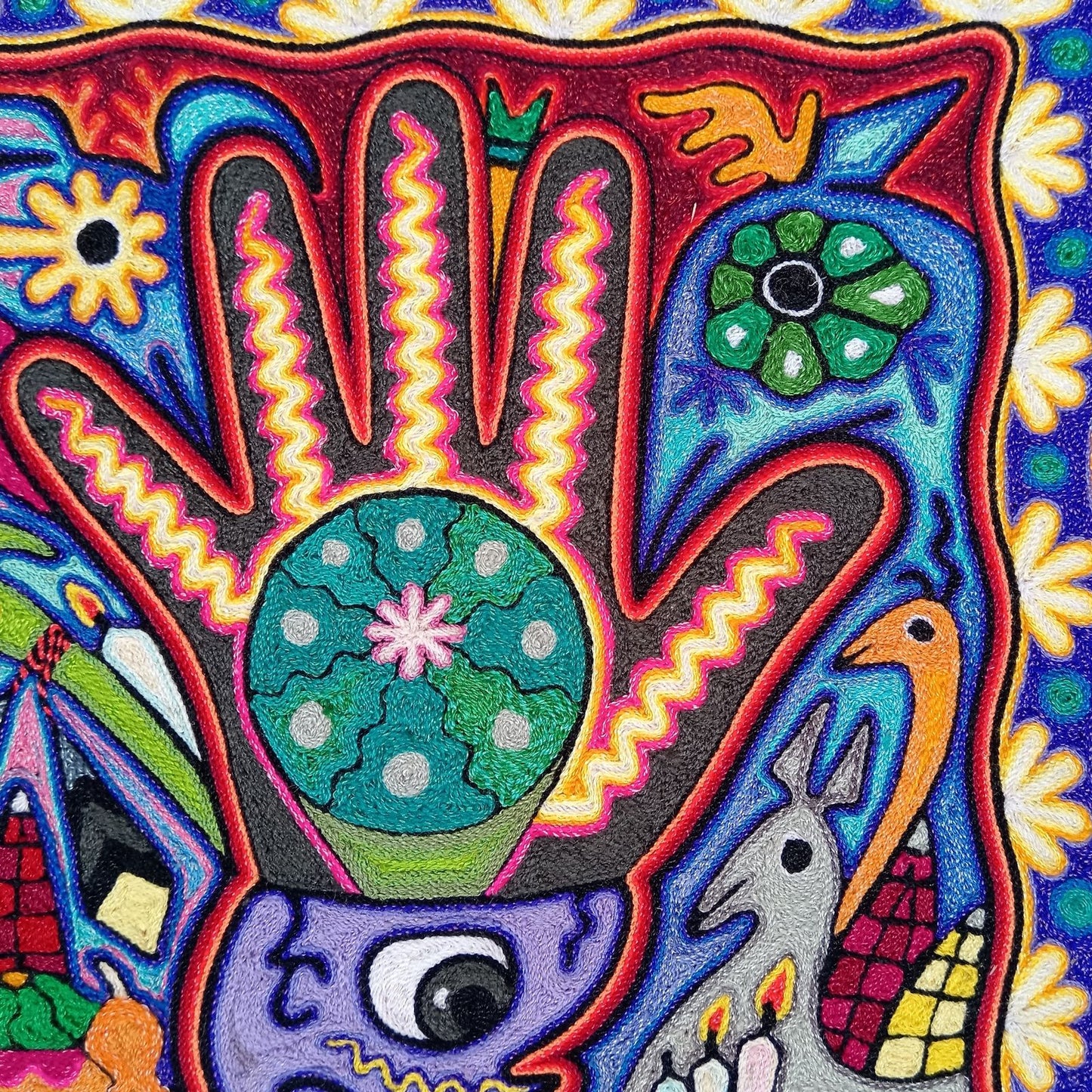 Huichol Indian Yarn Painting By Luis Castro PP8426