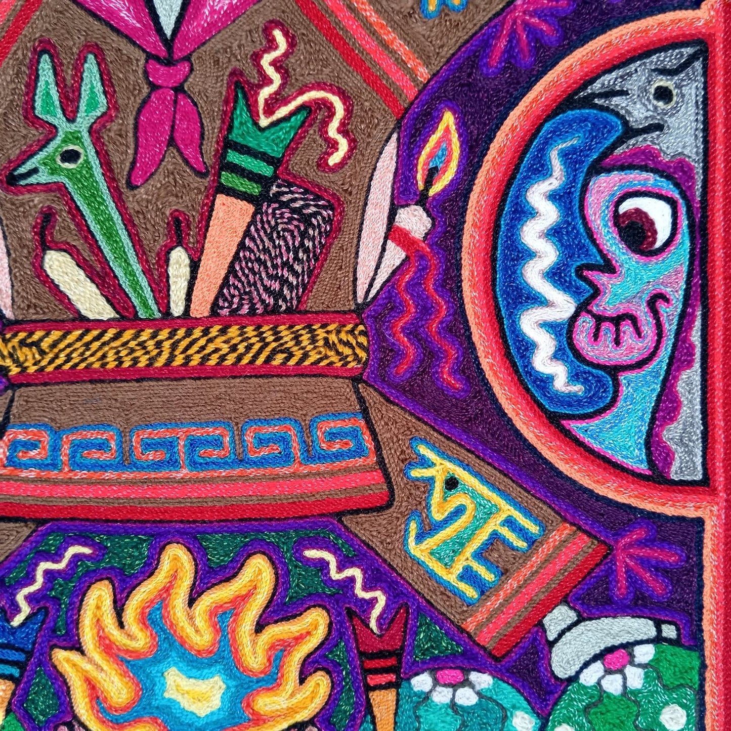Huichol Indian Yarn Painting By Luis Castro PP8427