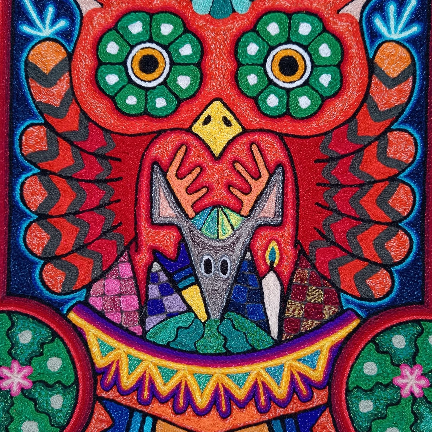Huichol Indian Yarn Painting By Luis Castro PP8428