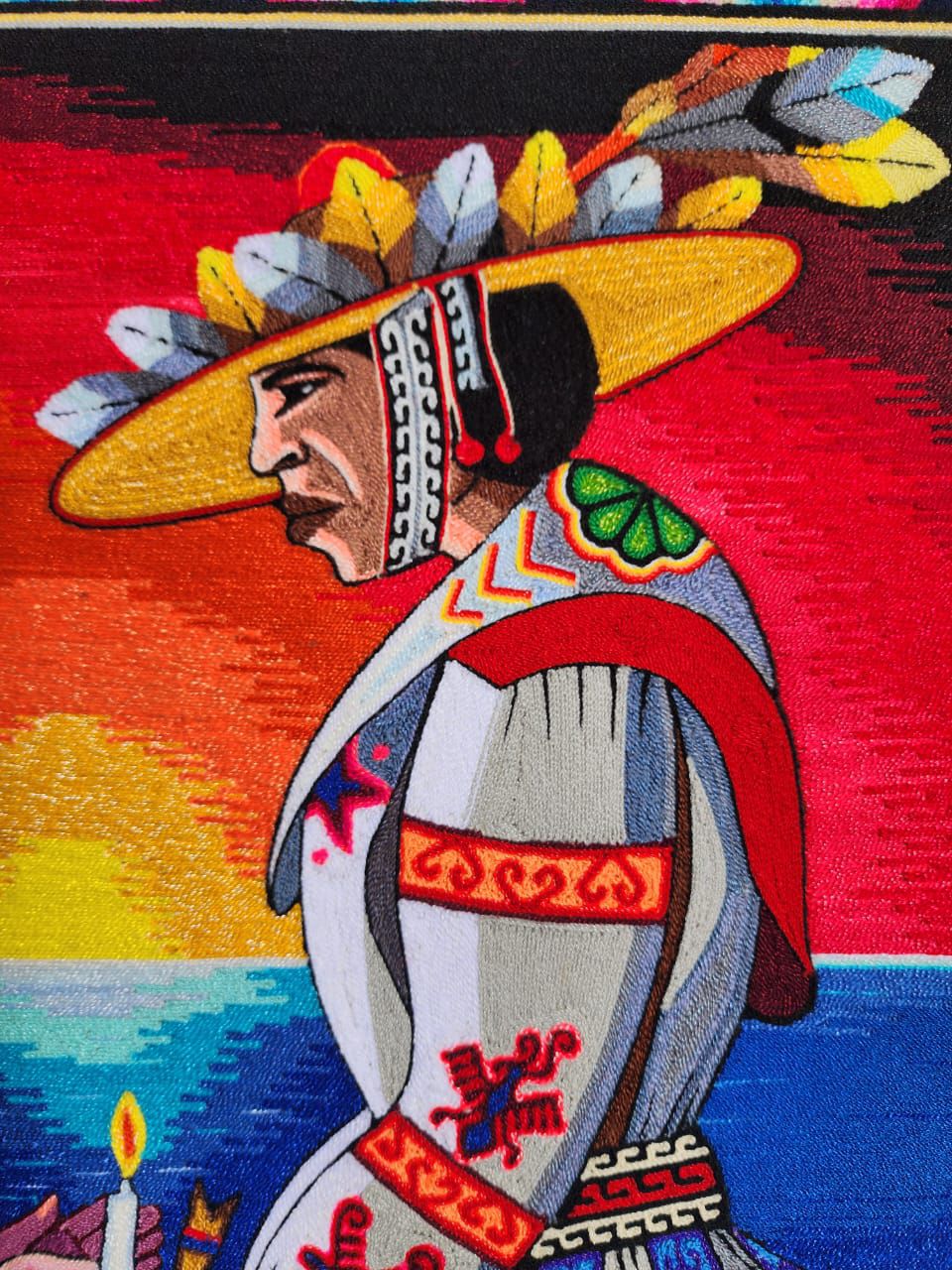 Huichol Mexican Folk Art Yarn Painting by Neikame PP8434 Oaxaca