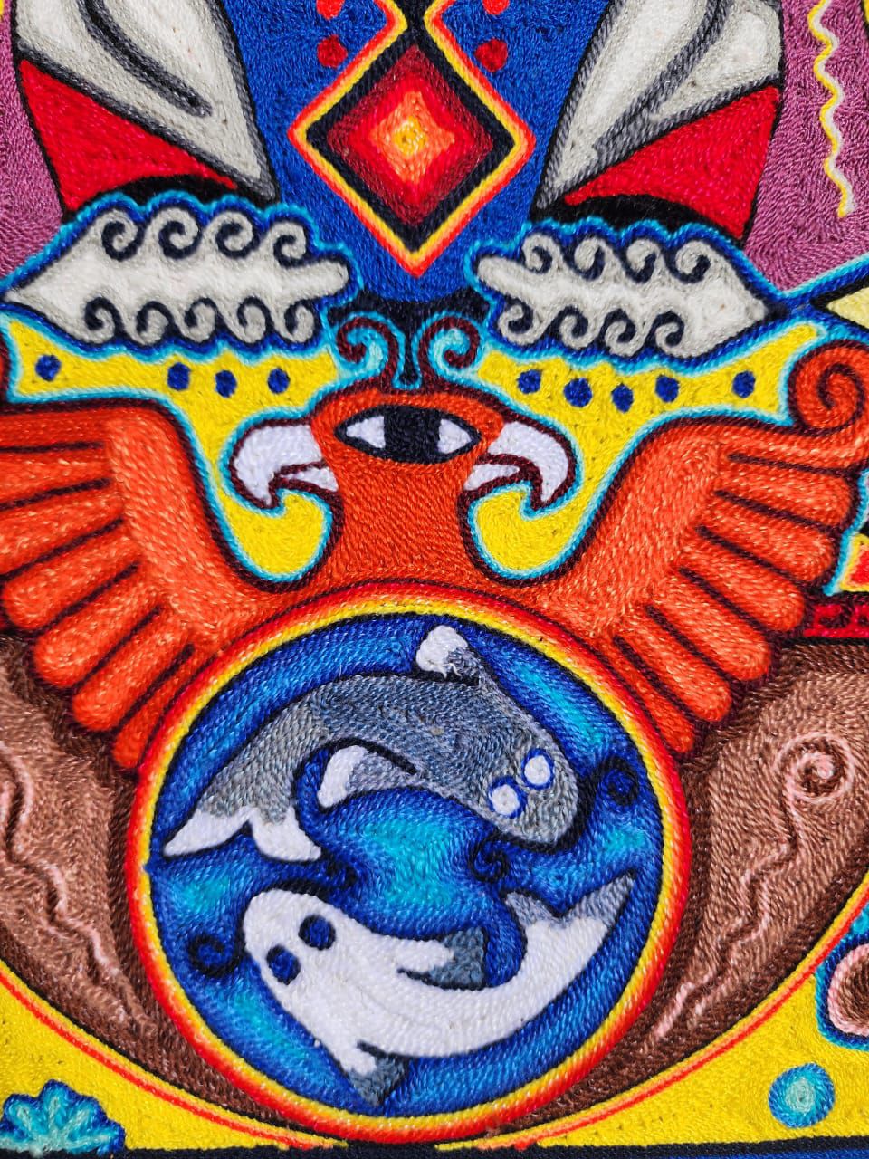 Huichol Mexican Folk Art Yarn Painting by Neikame PP8435