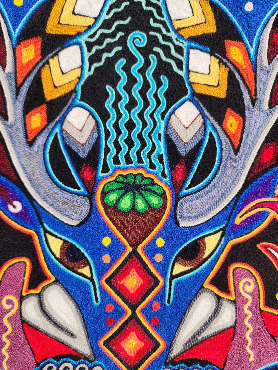Huichol Mexican Folk Art Yarn Painting by Neikame PP8435