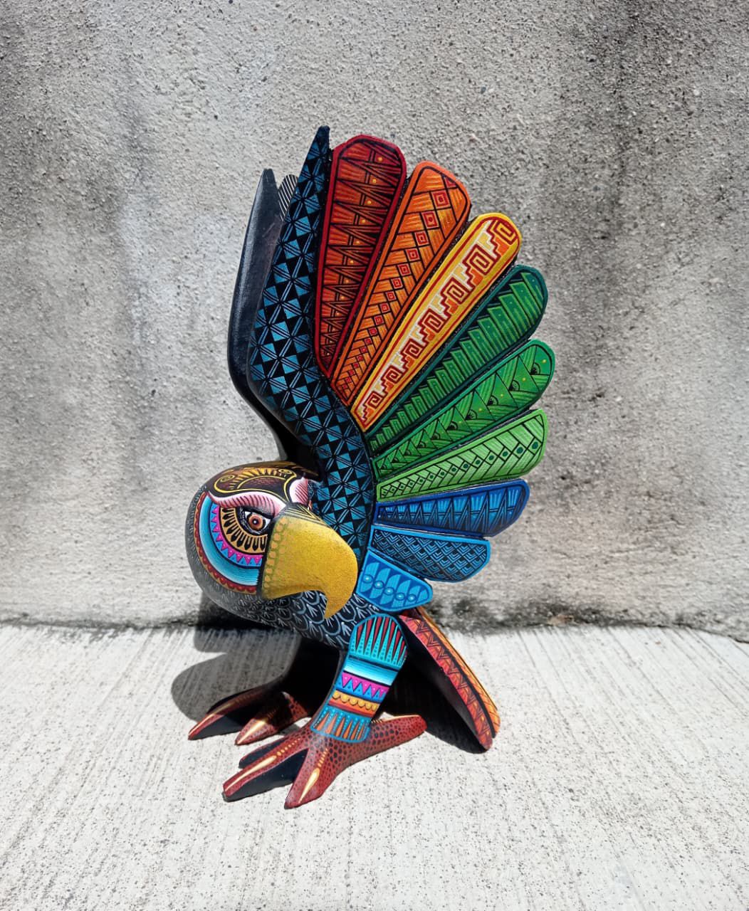 Mexican Oaxacan Wood Carving Eagle By Julia Fuentes PP8440