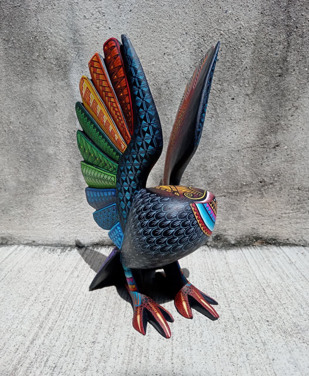 Mexican Oaxacan Wood Carving Eagle By Julia Fuentes PP8440