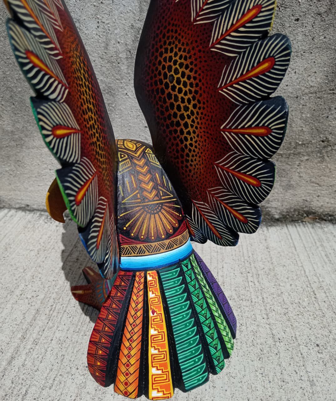 Mexican Oaxacan Wood Carving Eagle By Julia Fuentes PP8440