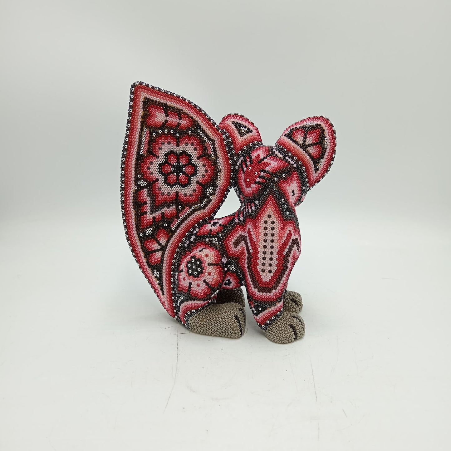 Mexican Huichol Hand Beaded Fox By Isandro Villa Lopez PP8455