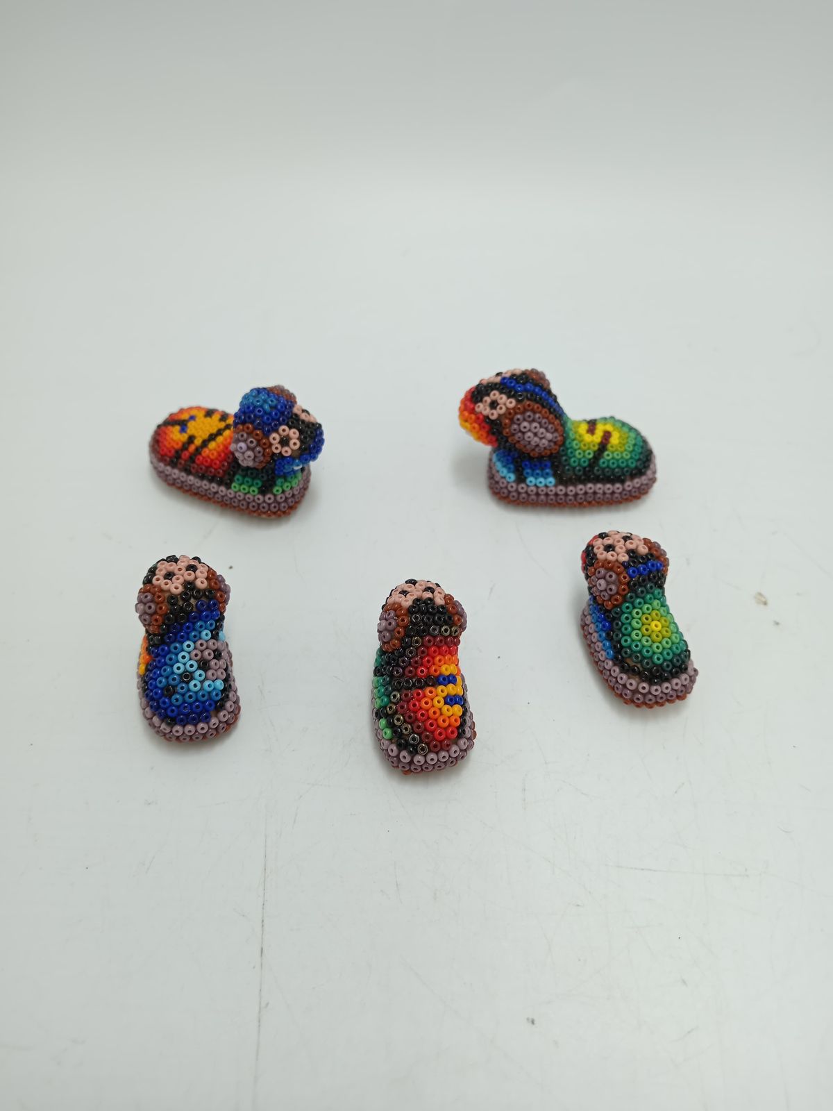 Hand Beaded Huichol Mexican Folk Art Nativity Set By Honorio Villa Lopez PP8486