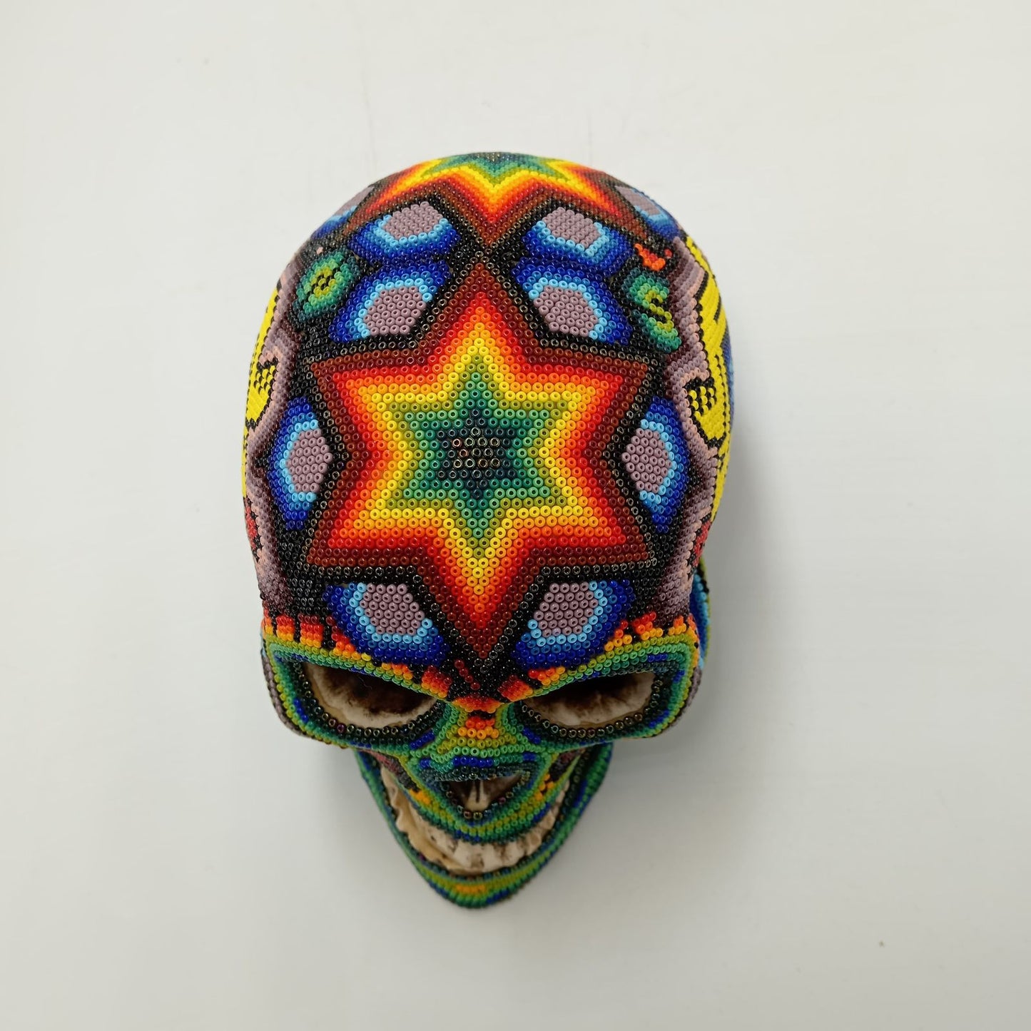 Huichol Hand Beaded Human Skull By Honorio Villa Lopez PP8500