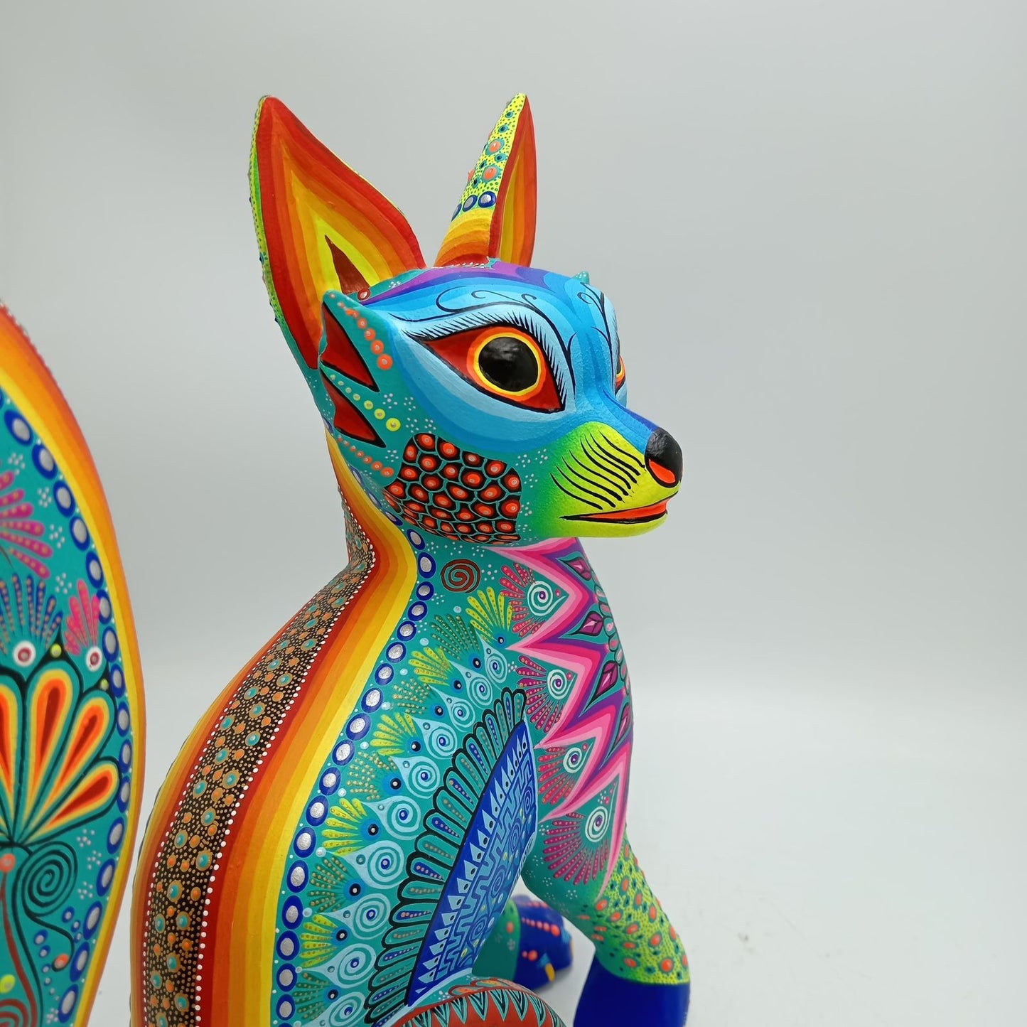 Mexican Folk Art Oaxacan Wood Carving Alebrije Hand Made, Fox By Luis Sosa PP8509