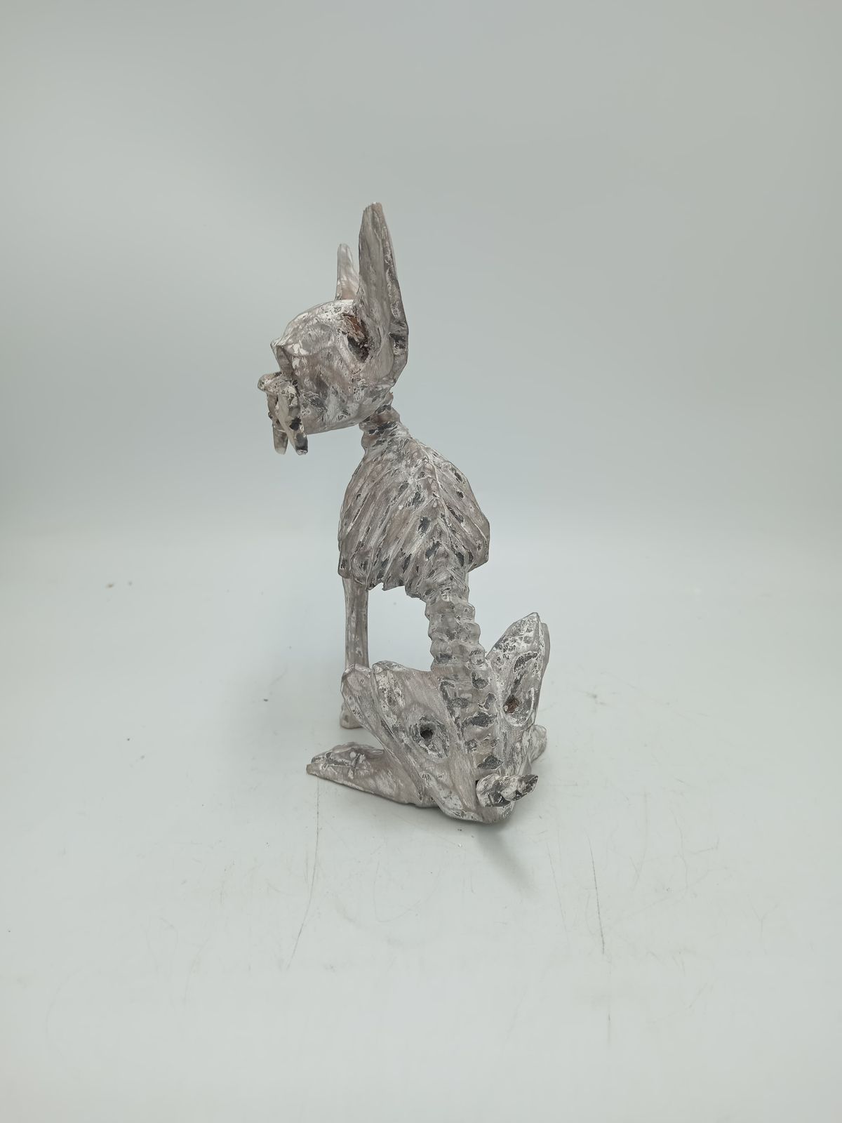 Beutiful Oaxacan Wood Carving Skeleton Dog, By Alejandrino Fuentes PP8525