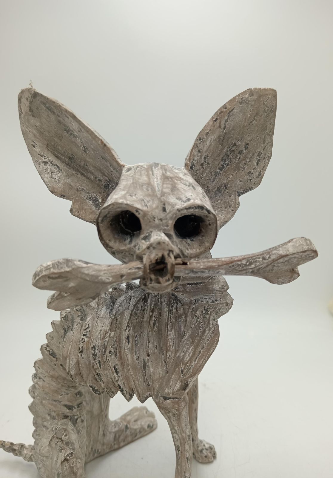 Beutiful Oaxacan Wood Carving Skeleton Dog, By Alejandrino Fuentes PP8531