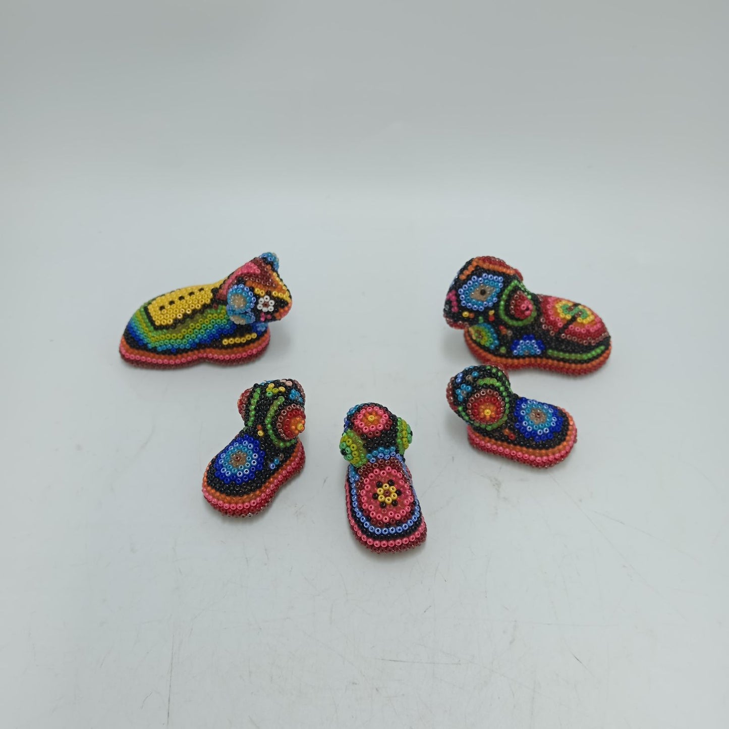Hand Beaded Huichol Mexican Folk Art Nativity Set By Mayola Villa PP8582