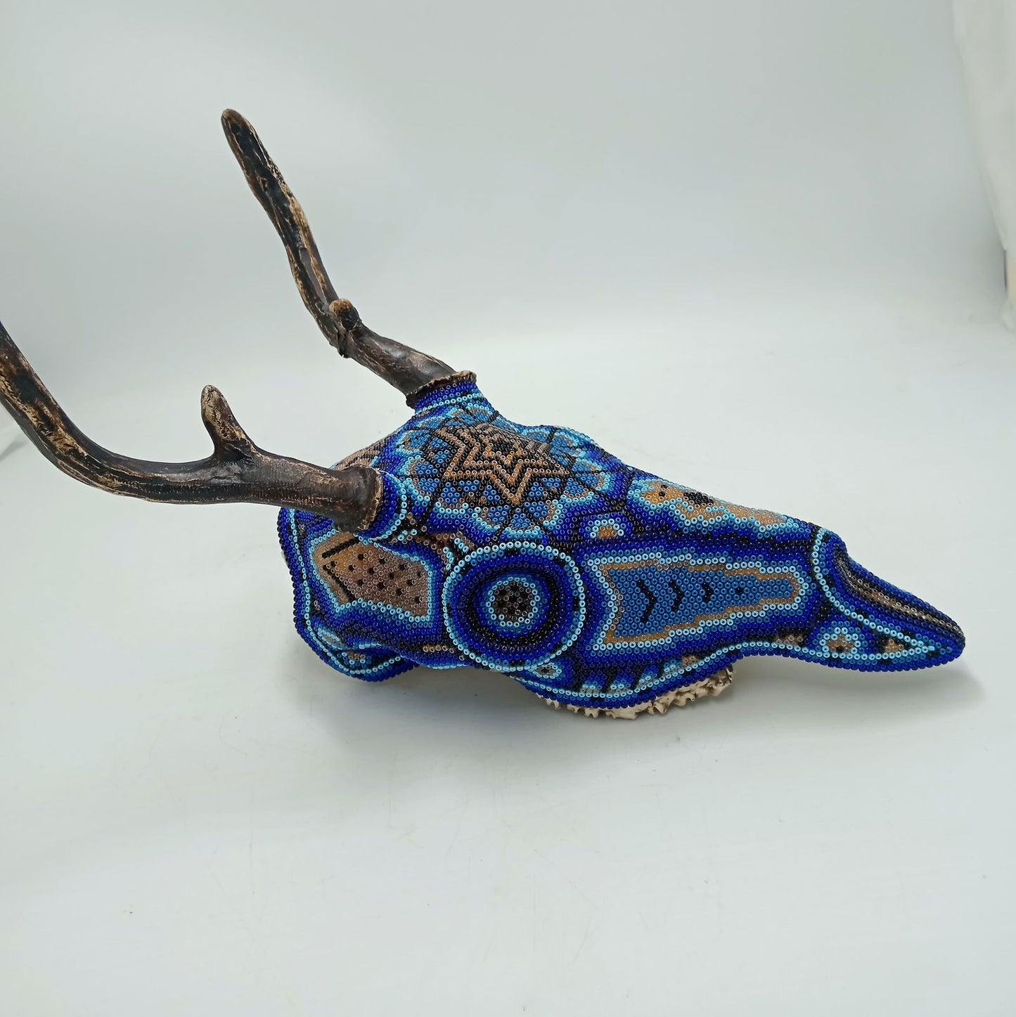 Huichol Indian Cast Resin Deer Skull Beaded By Mayola Villa Lopez PP8632