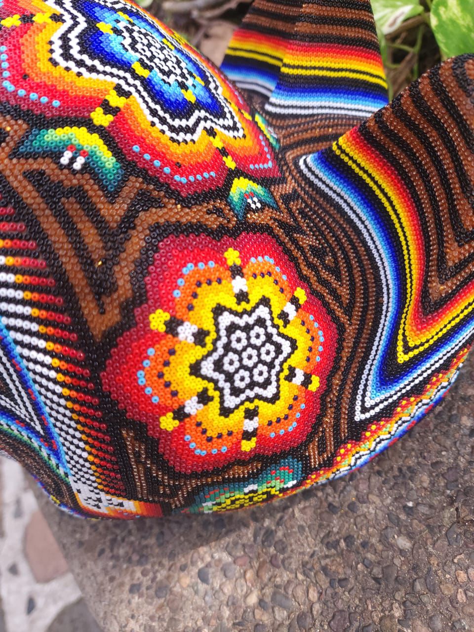 Mexican Huichol Hand Beaded Wolf Head By Santos Bautista PP8635 Oaxaca