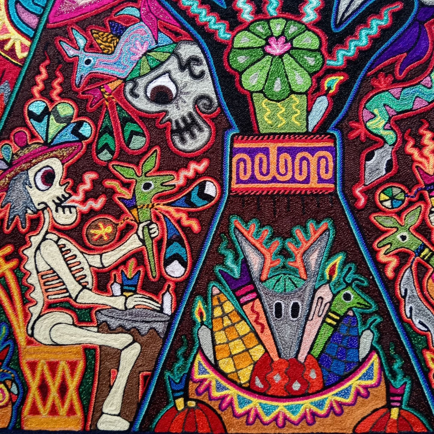 Huichol Indian Yarn Painting by Luis Castro PP8513