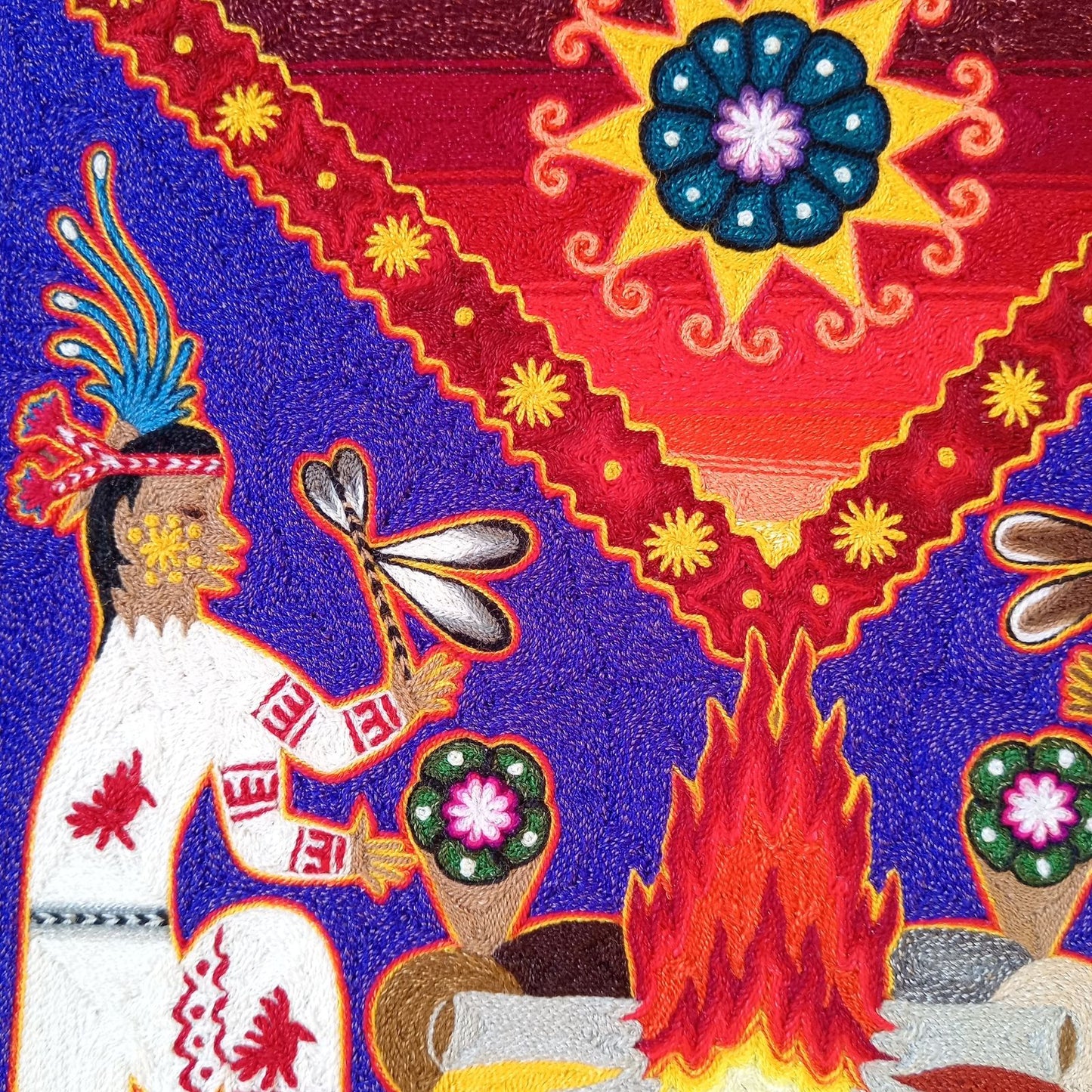 Huichol Indian Yarn Painting by Samuel Hernandez PP8571