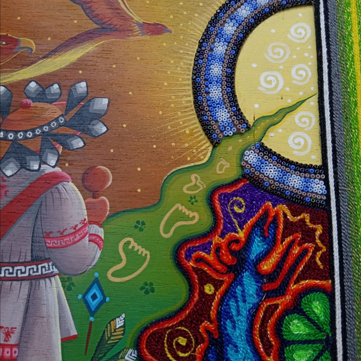 Huichol Mexican Folk Art Yarn Painting by Neikame PP8591