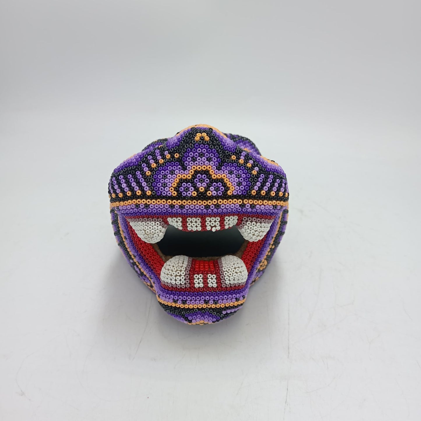 Huichol Mexican Hand Beaded Jaguar Head By Isandro Villa Lopez PP8620 Oaxaca