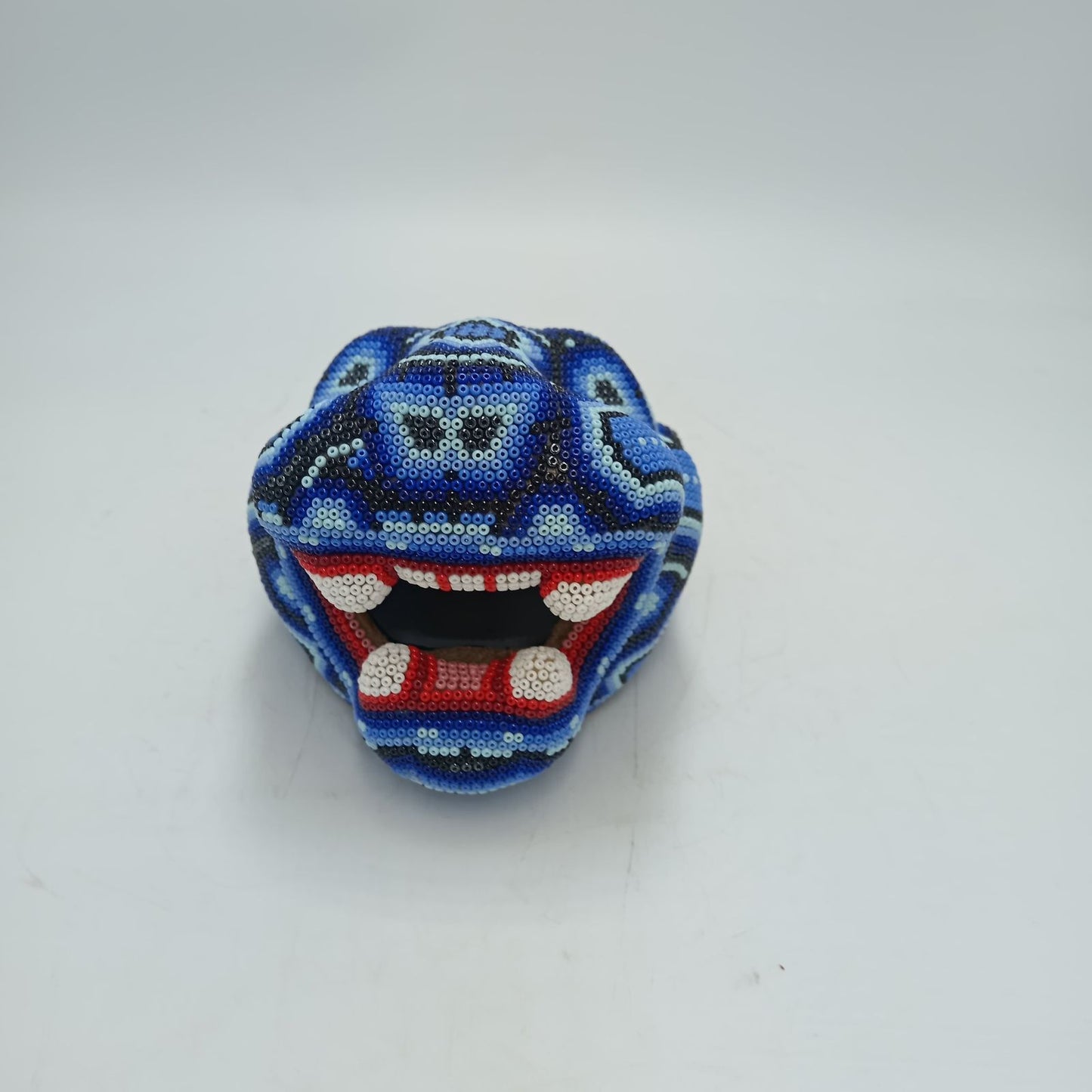 Huichol Mexican Hand Beaded Jaguar Head By Isandro Villa Lopez PP8622 Oaxaca