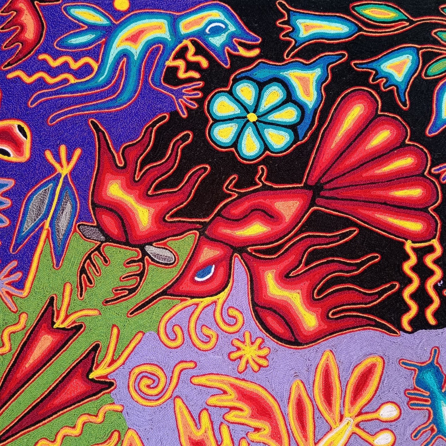 Huichol Yarn Painting Mexican Folk Art By Luciana Benitez PP8668