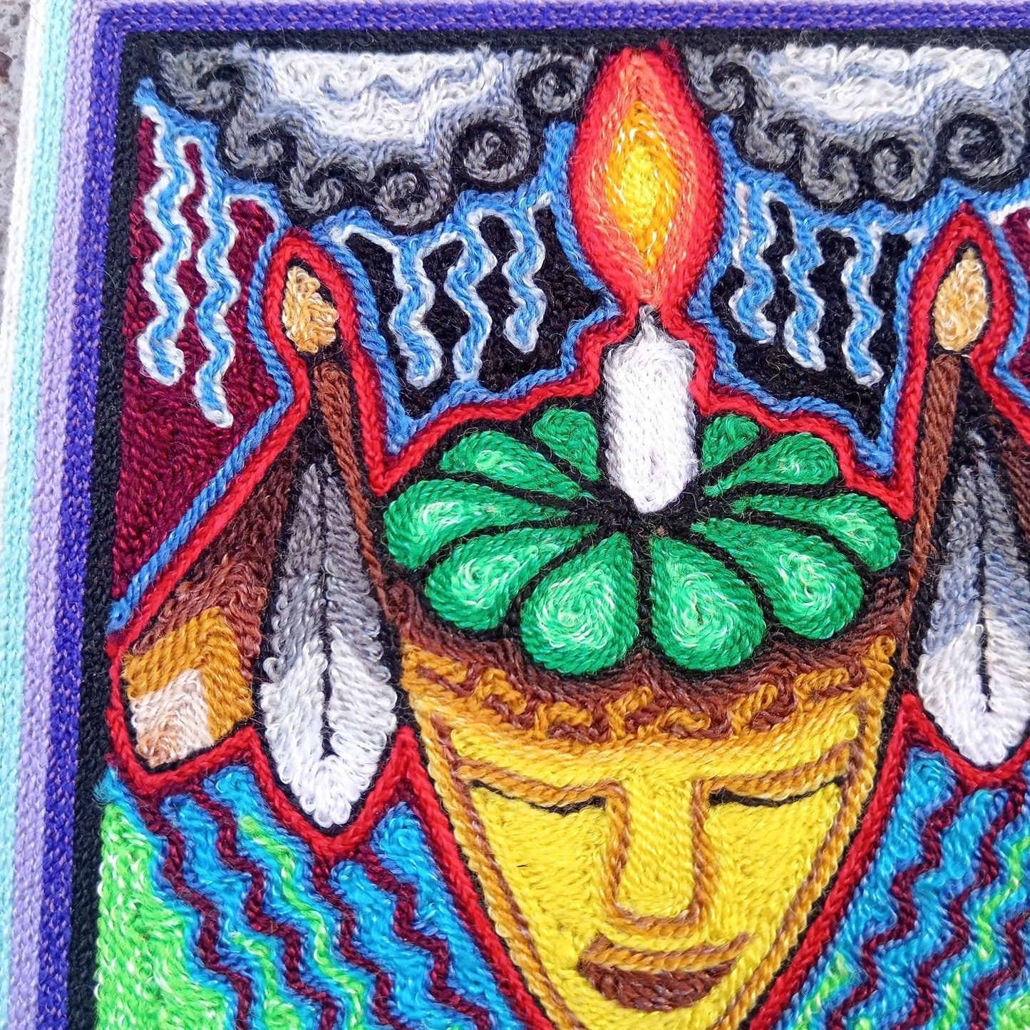 Huichol Mexican Folk Art Yarn Painting by Neikame PP8703