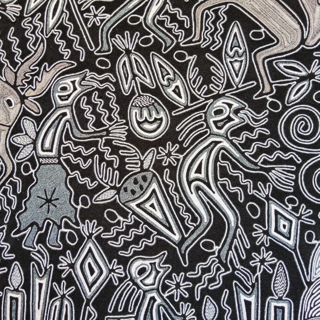 Mexican Folk Art Huichol Yarn Painting by Cooperativa Zitacua PP8722 OAX