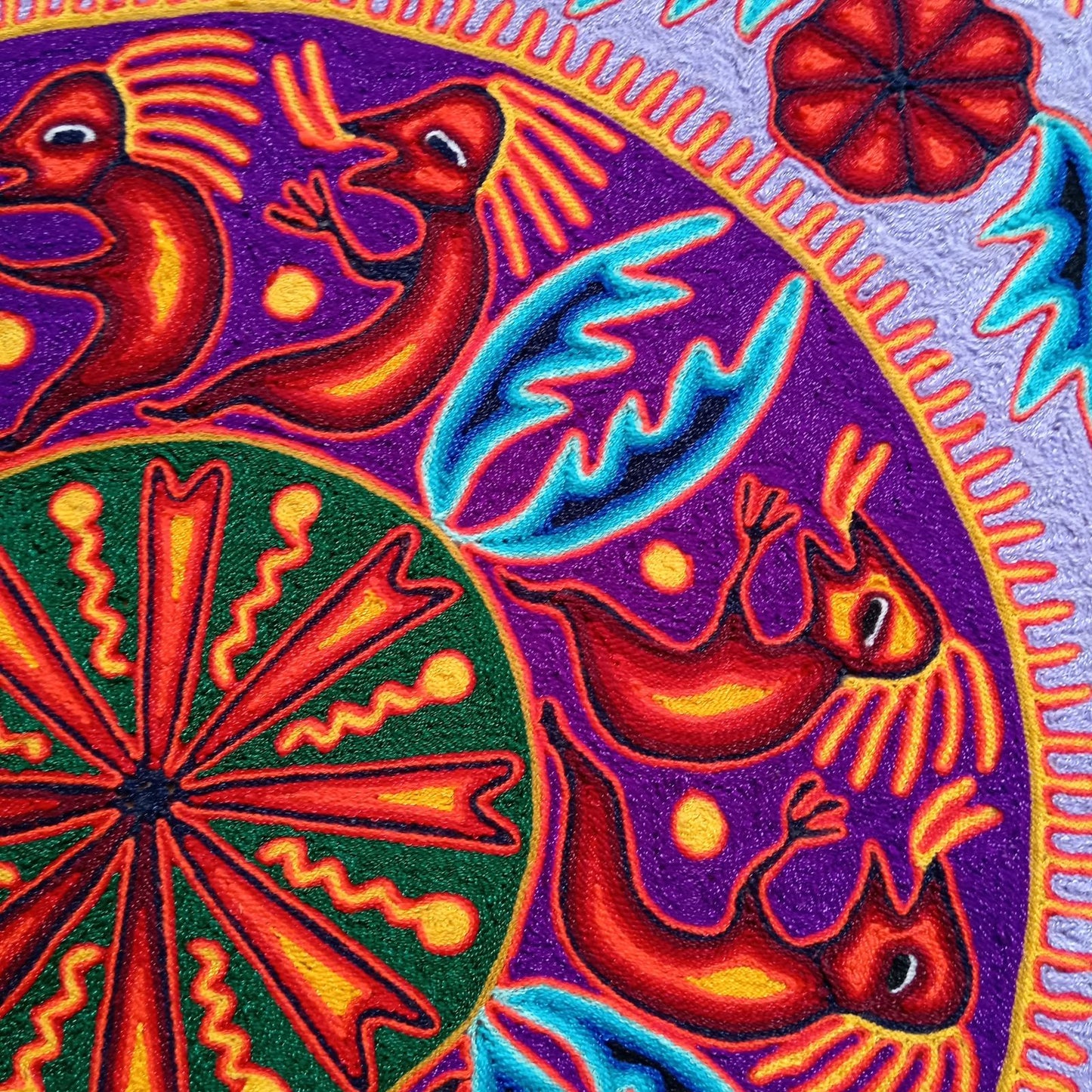 Mexican Folk Art Huichol Yarn Painting by Cooperativa Zitacua PP8724