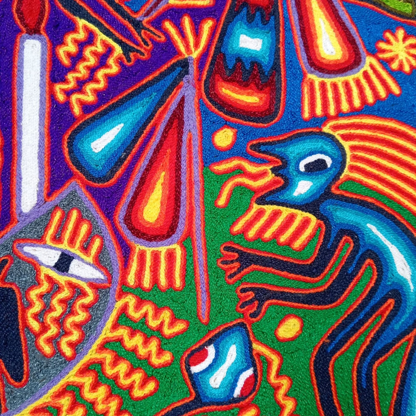 Mexican Folk Art Huichol Yarn Painting by Cooperativa Zitacua PP8713