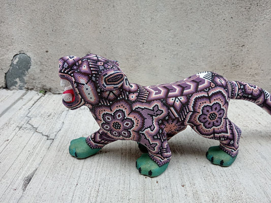 Mexican Huichol Hand Beaded Jaguar By Isandro Villa Lopez PP8762