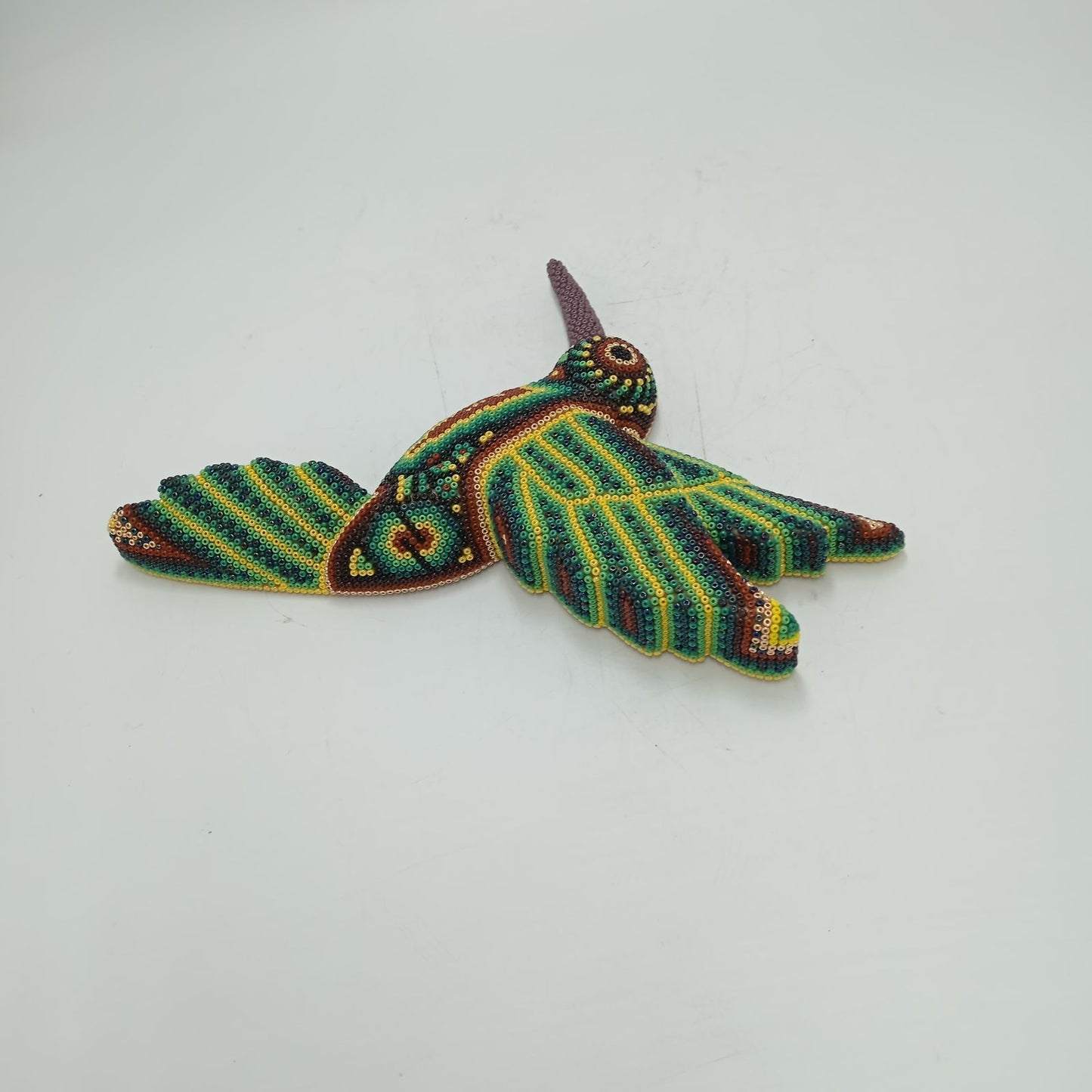 Mexican Huichol Hand Beaded Hummingbird By Isandro Villa Lopez PP8775