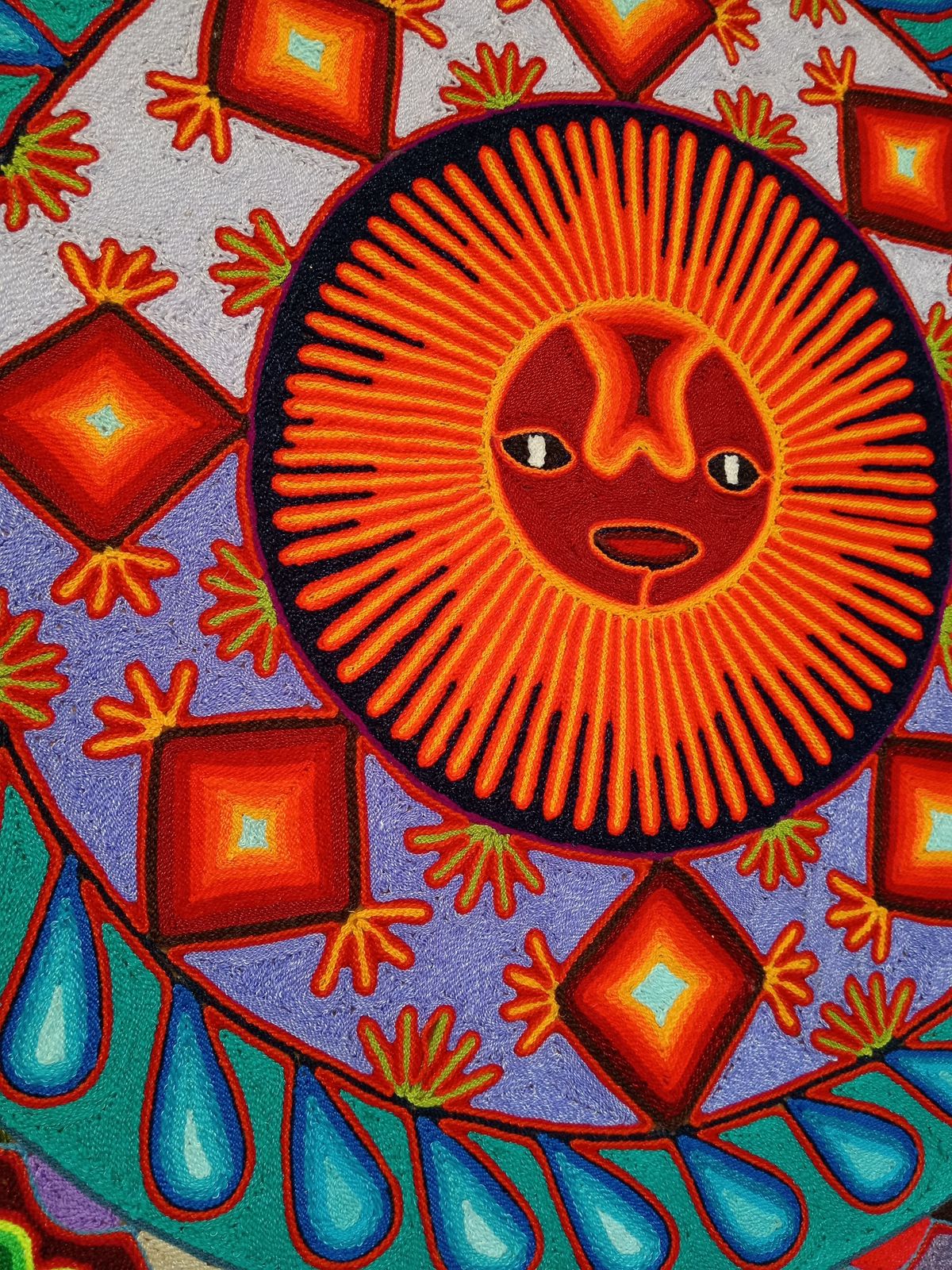 Mexican Folk Art Huichol Yarn Painting by Cooperativa Zitacua PP8823 Oaxaca
